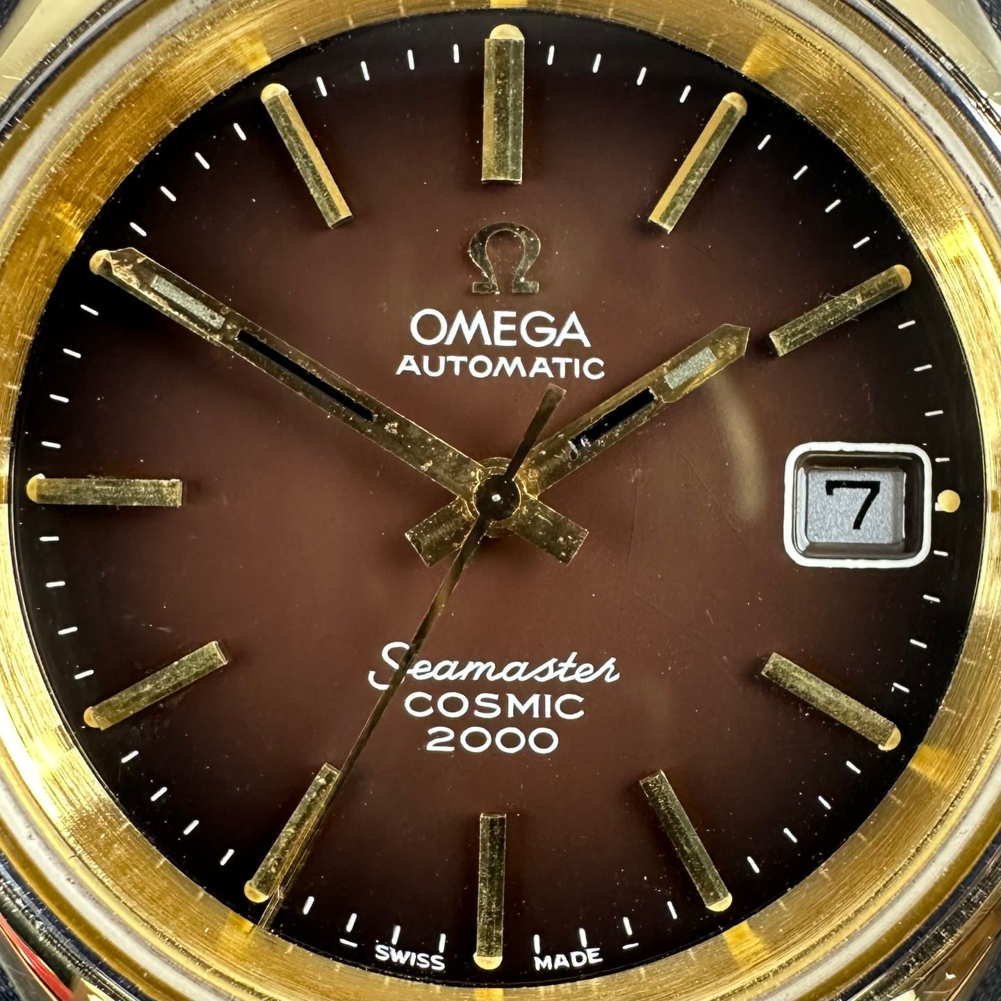 Omega Seamaster Cosmic 166.128 (1974) - Brown dial 38 mm Gold/Steel case (8/8)