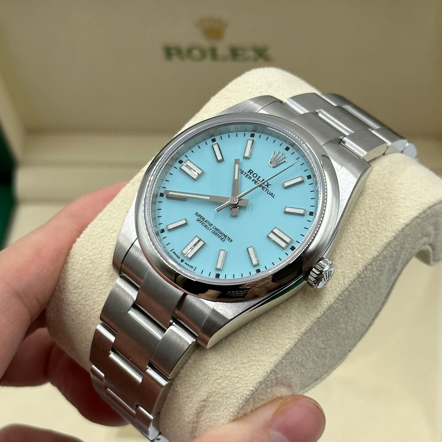 Rolex Oyster Perpetual 41 124300 (2022) - Blauw wijzerplaat 41mm Staal (3/8)