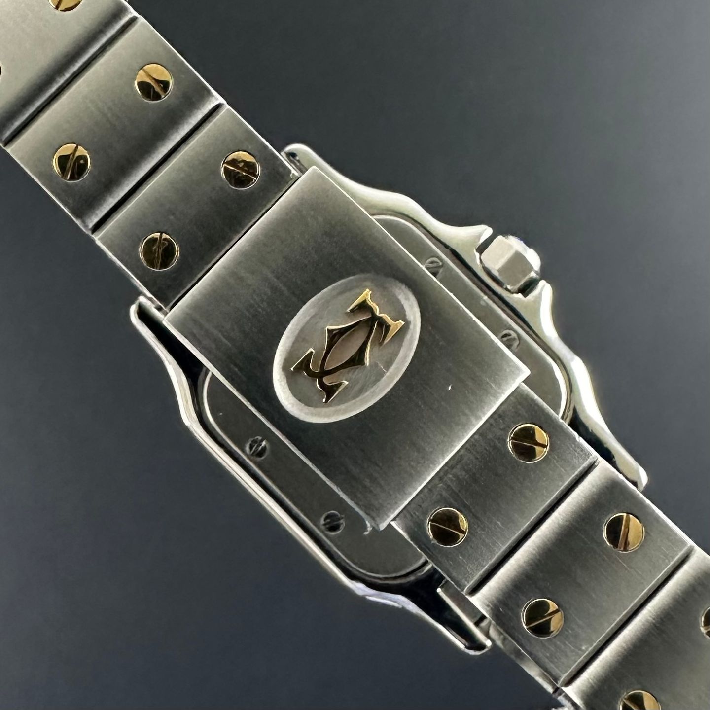 Cartier Santos Galbée 1057930 (1995) - Champagne dial 23 mm Gold/Steel case (7/8)