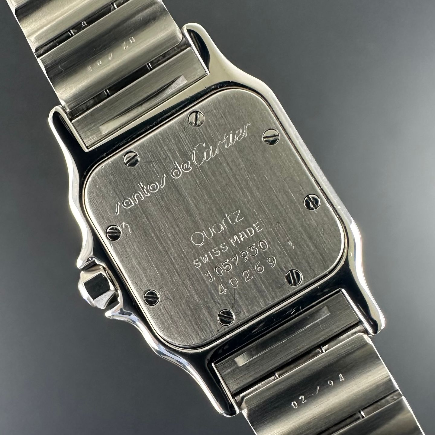 Cartier Santos Galbée 1057930 (1995) - Champagne dial 23 mm Gold/Steel case (4/8)