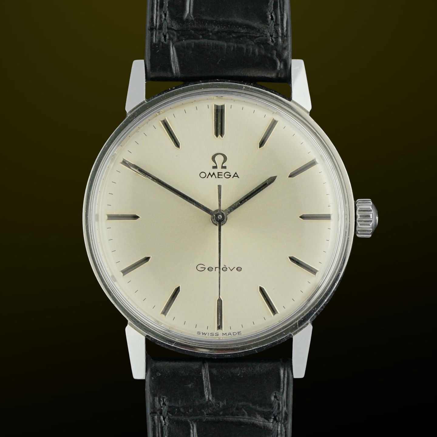 Omega Genève 135.011 (1970) - Wit wijzerplaat 34mm Staal (1/8)