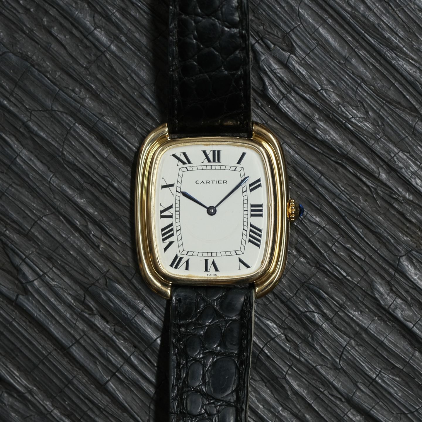 Cartier Vintage 9705 (1975) - Wit wijzerplaat 35mm Geelgoud (2/7)