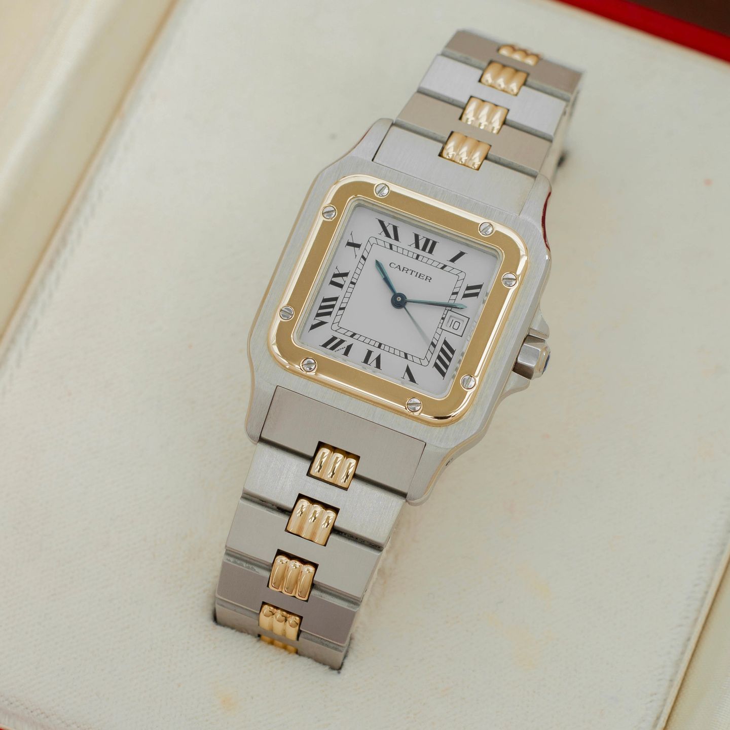 Cartier Santos 2961 (Unknown (random serial)) - White dial 29 mm Gold/Steel case (2/8)