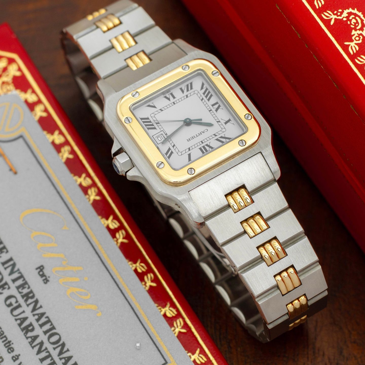 Cartier Santos 2961 (Unknown (random serial)) - White dial 29 mm Gold/Steel case (5/8)