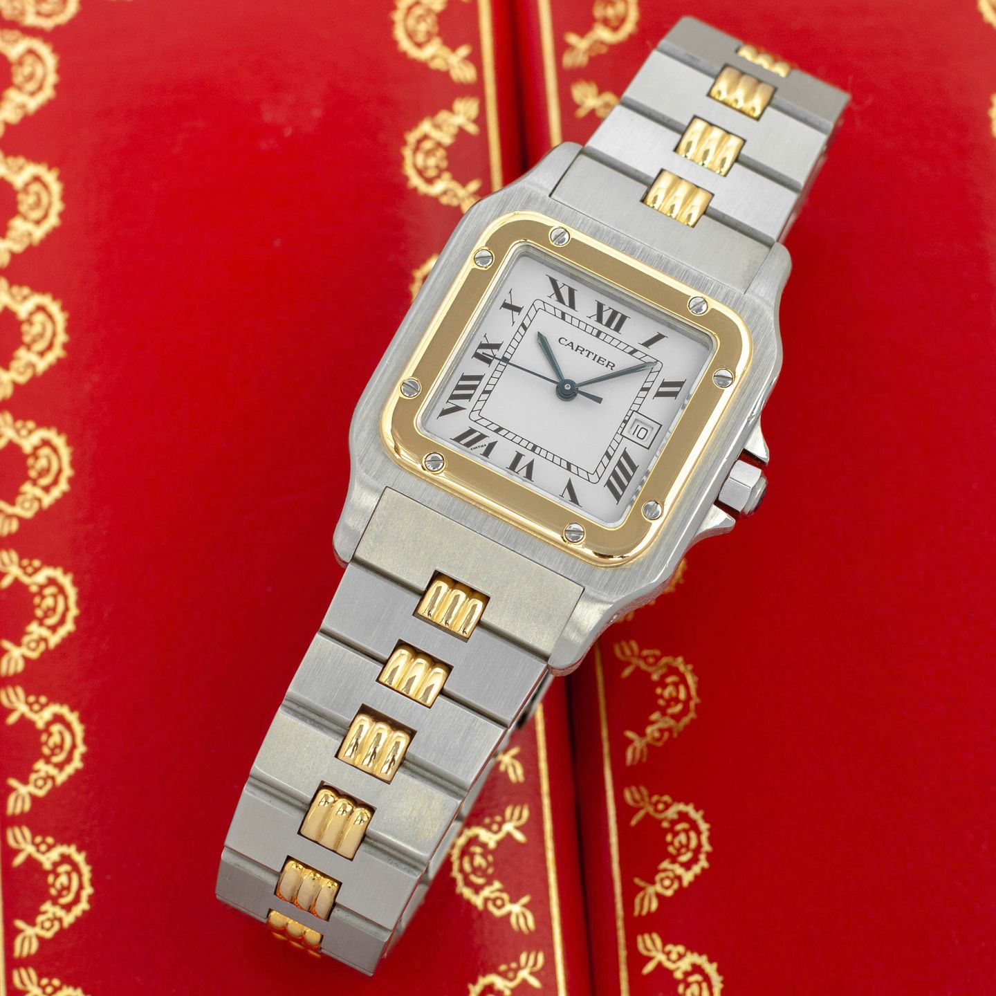 Cartier Santos 2961 (Unknown (random serial)) - White dial 29 mm Gold/Steel case (4/8)