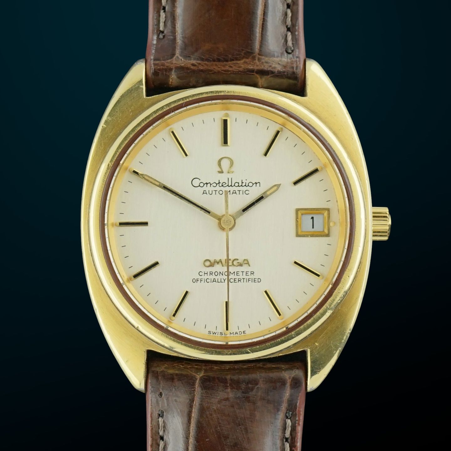 Omega Constellation 168.0056 (1971) - Champagne wijzerplaat 35mm Goud/Staal (1/8)