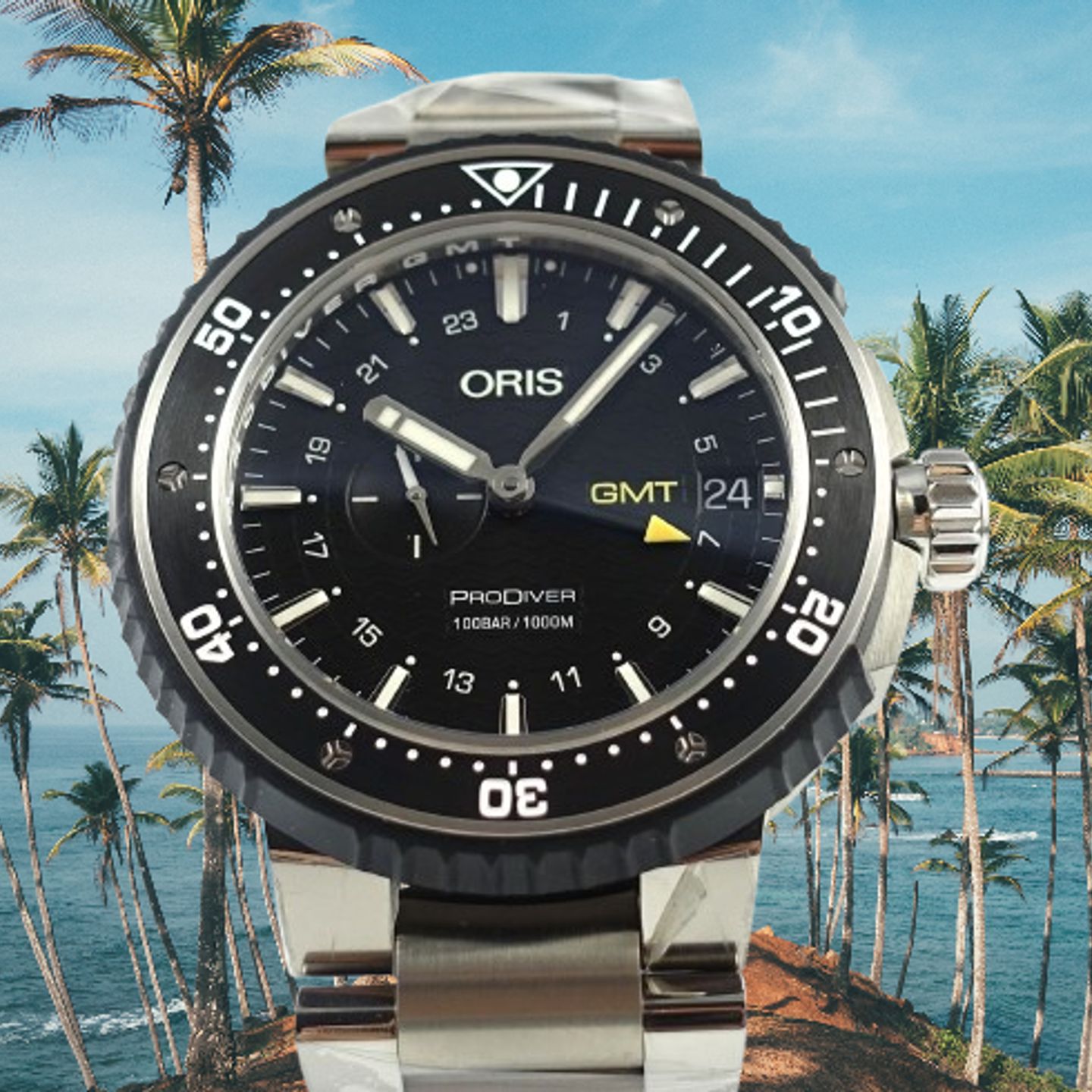 Oris ProDiver GMT 01 748 7748 7154 (2024) - Zwart wijzerplaat 49mm Titanium (1/7)