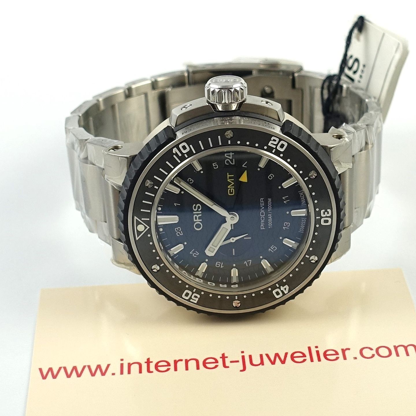 Oris ProDiver GMT 01 748 7748 7154 (2024) - Zwart wijzerplaat 49mm Titanium (3/7)