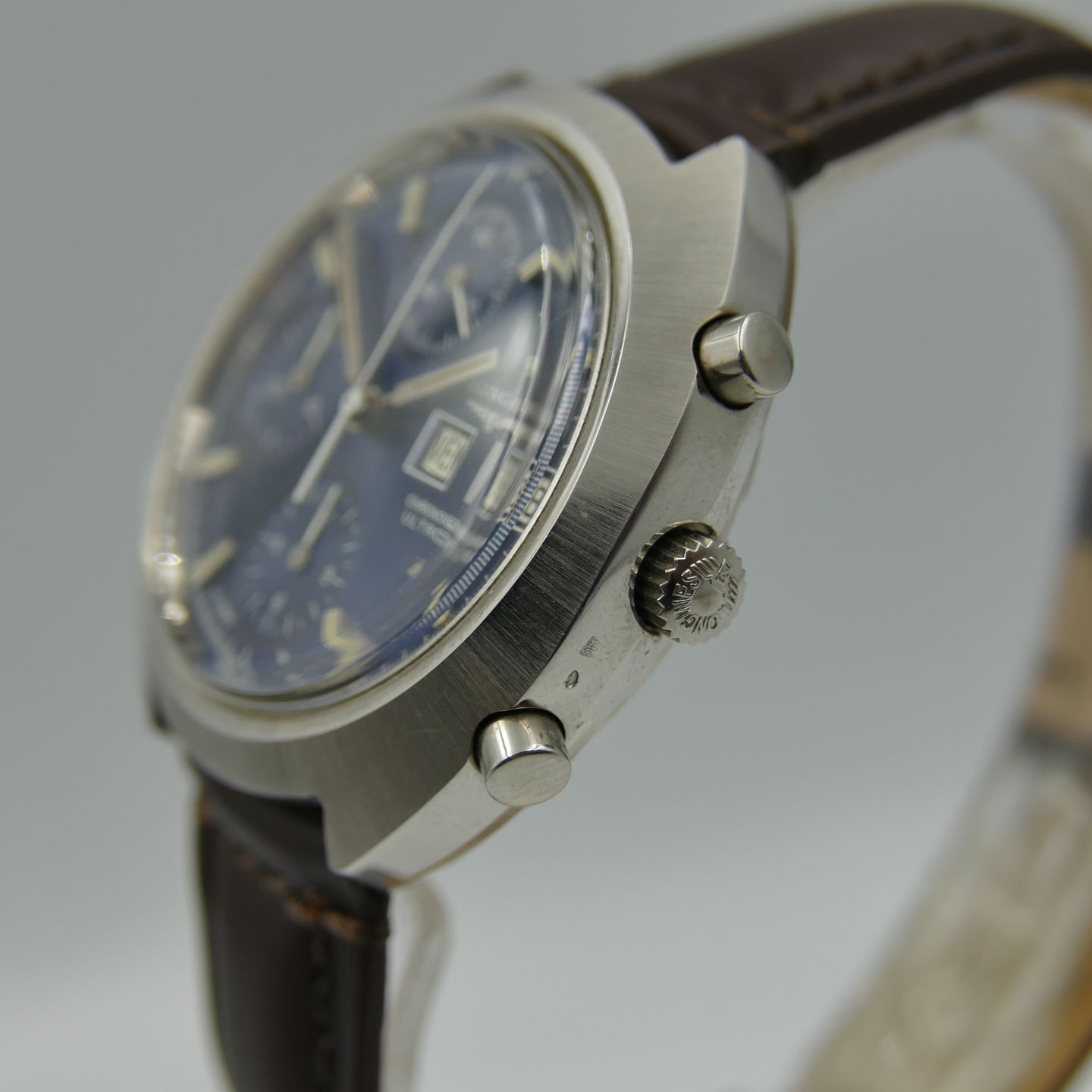 Longines Vintage 70's vintage watch Longines Chronograph Ultronic ref. 2362-4 cal. L749.2 rare (1970) - Blauw wijzerplaat 39mm Staal (3/8)