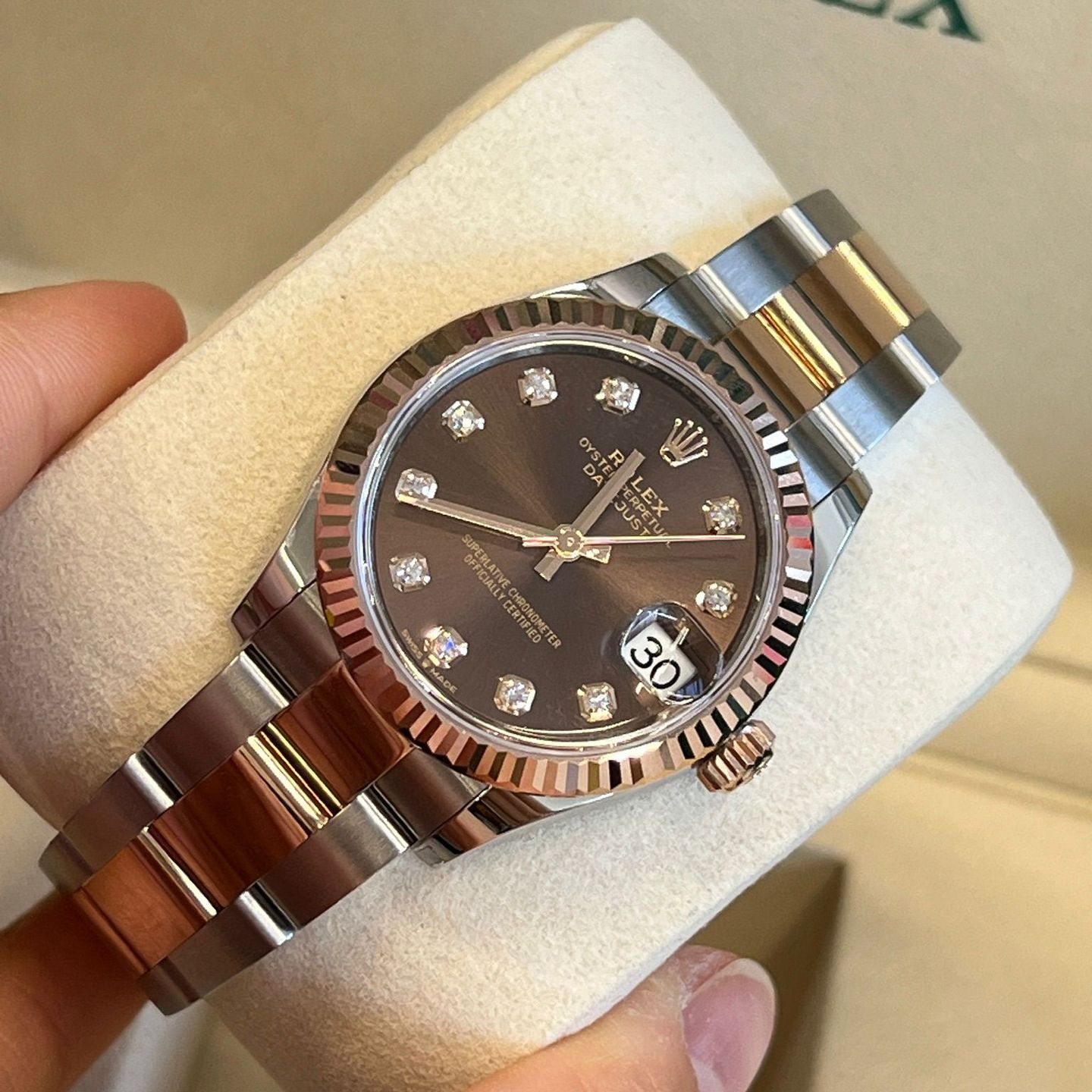 Rolex Datejust 31 278271G Choco Oys (2025) - Brown dial 31 mm Gold/Steel case (6/8)