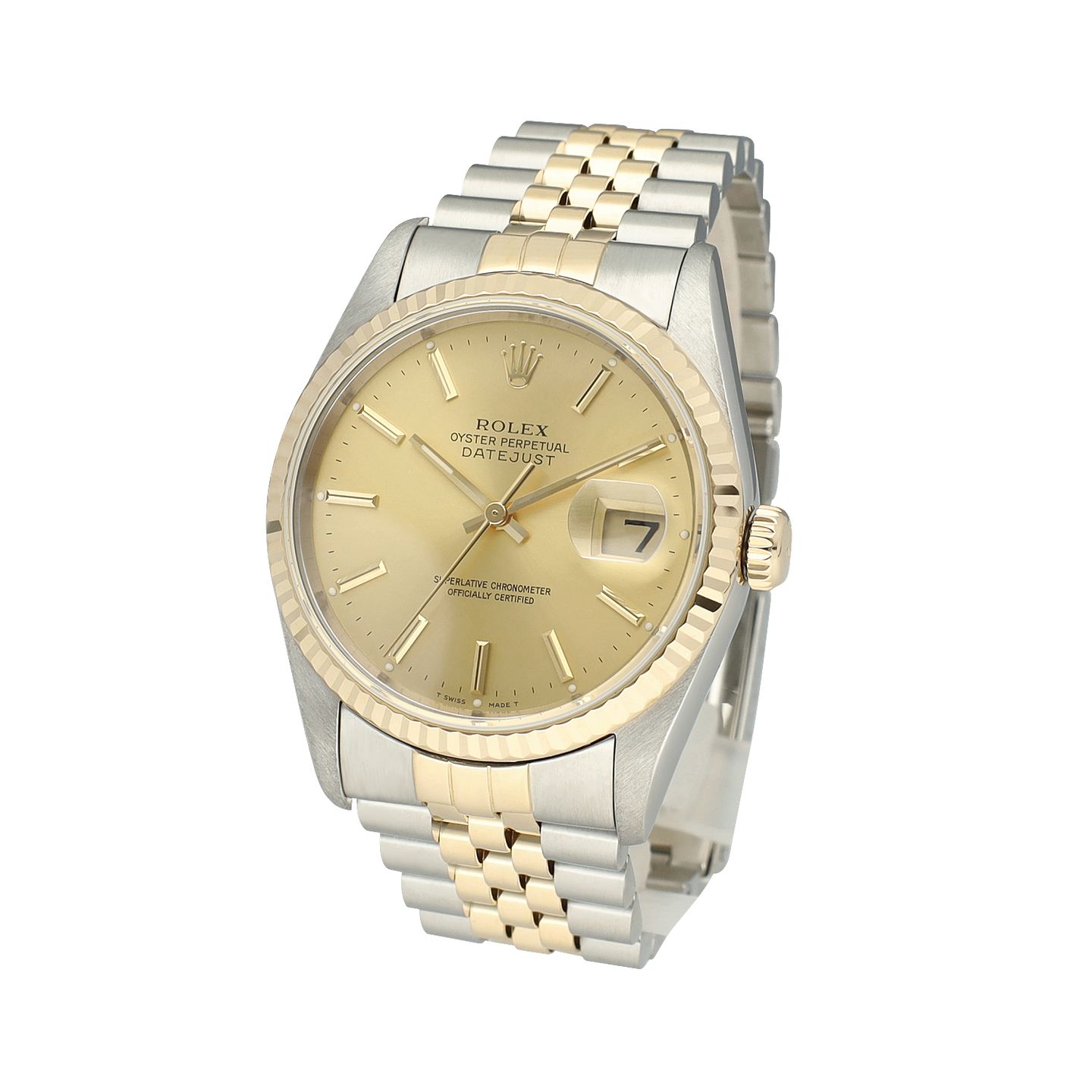 Rolex Datejust 16233 (1993) - Champagne wijzerplaat 36mm Goud/Staal (4/8)