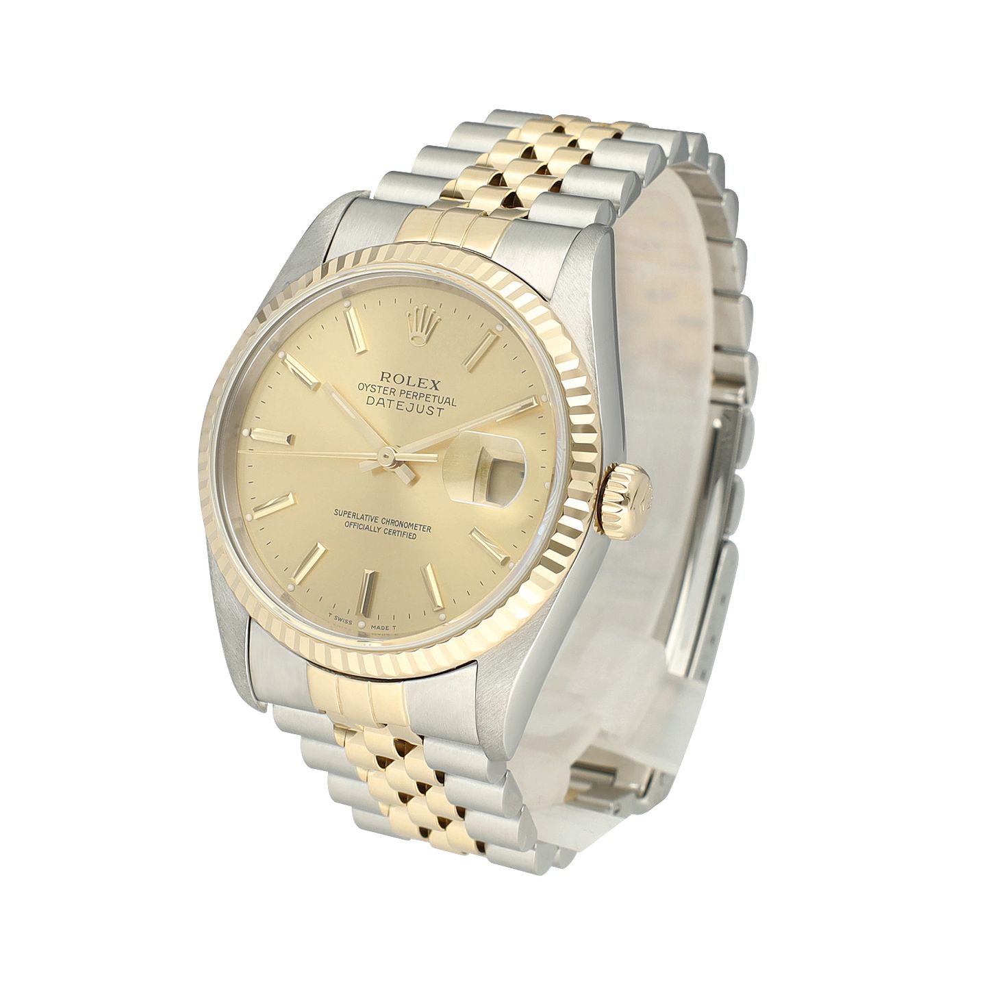 Rolex Datejust 16233 (1993) - Champagne wijzerplaat 36mm Goud/Staal (5/8)