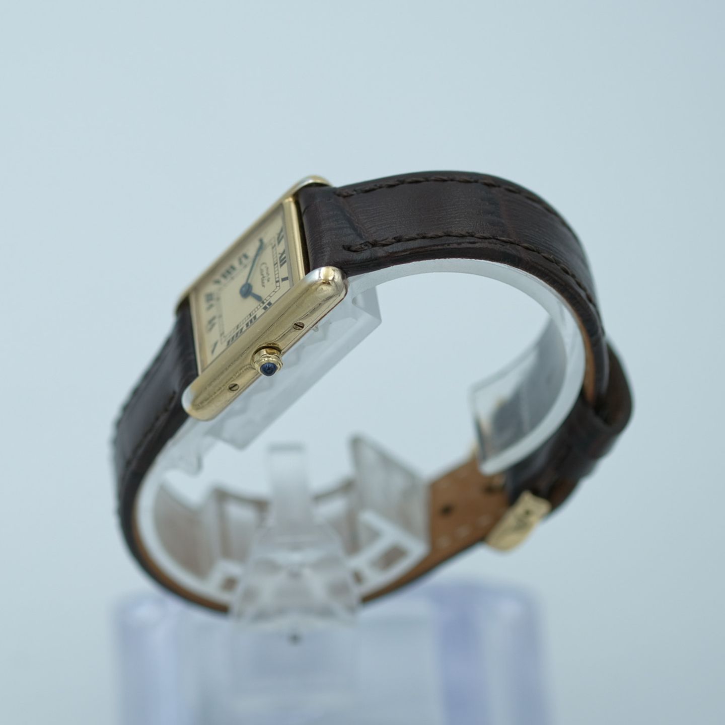 Cartier Tank Vermeil 3 66001 (1990) - White dial 21 mm Silver case (4/8)