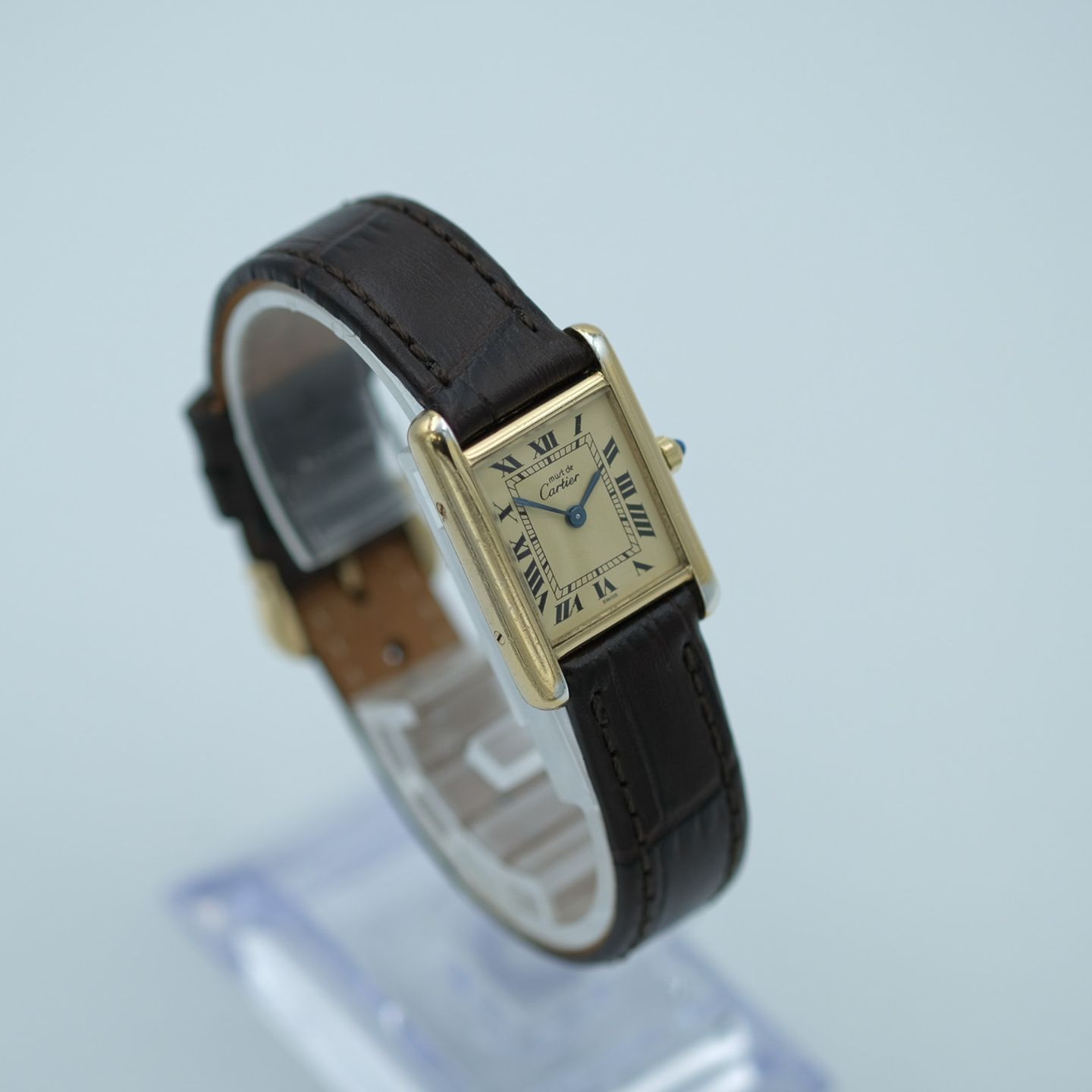 Cartier Tank Vermeil 3 66001 (1990) - White dial 21 mm Silver case (7/8)