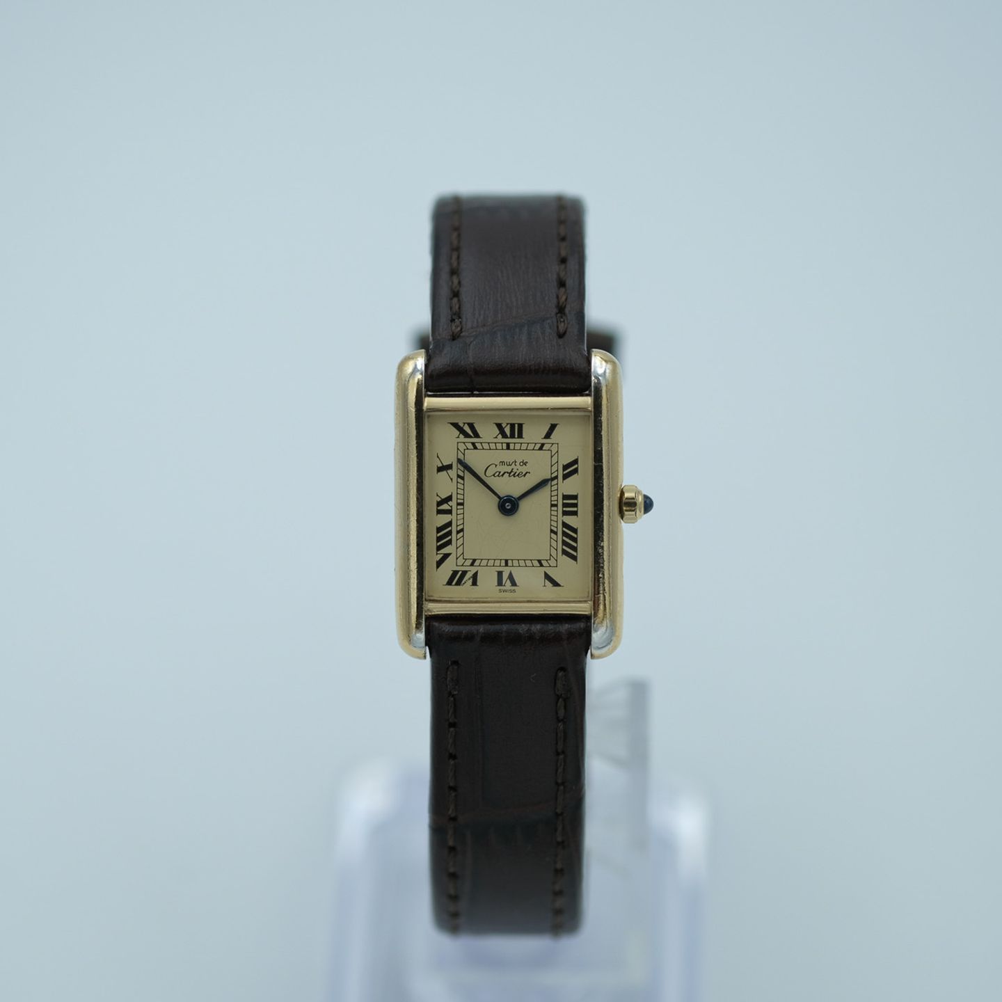 Cartier Tank Vermeil 3 66001 (1990) - White dial 21 mm Silver case (2/8)