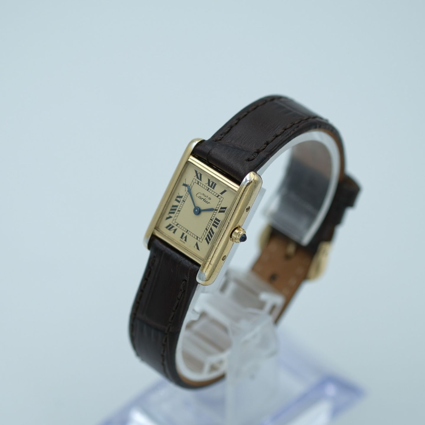 Cartier Tank Vermeil 3 66001 (1990) - White dial 21 mm Silver case (3/8)