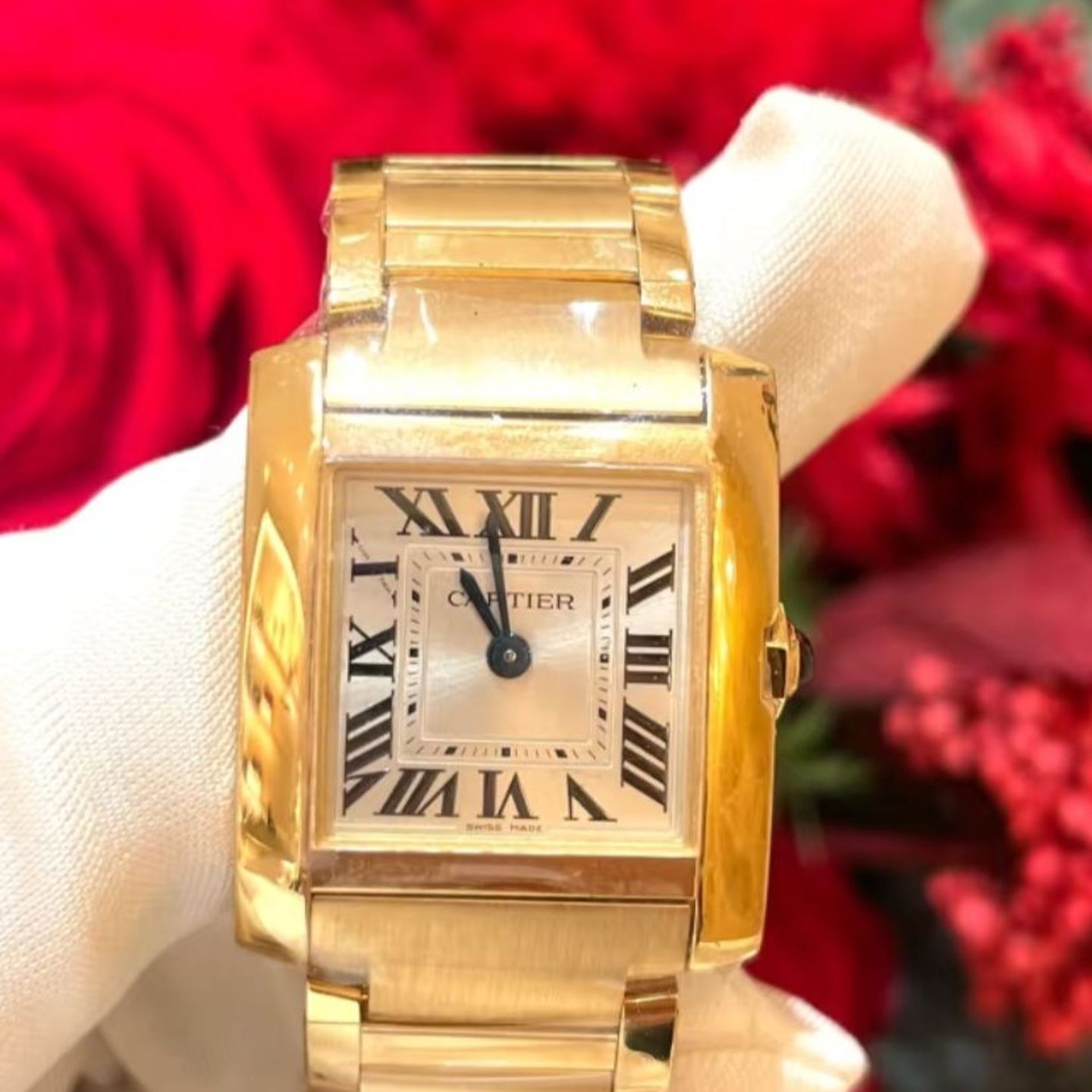 Cartier Tank Française WGTA0345 (2025) - Gold dial 27 mm Yellow Gold case (3/3)