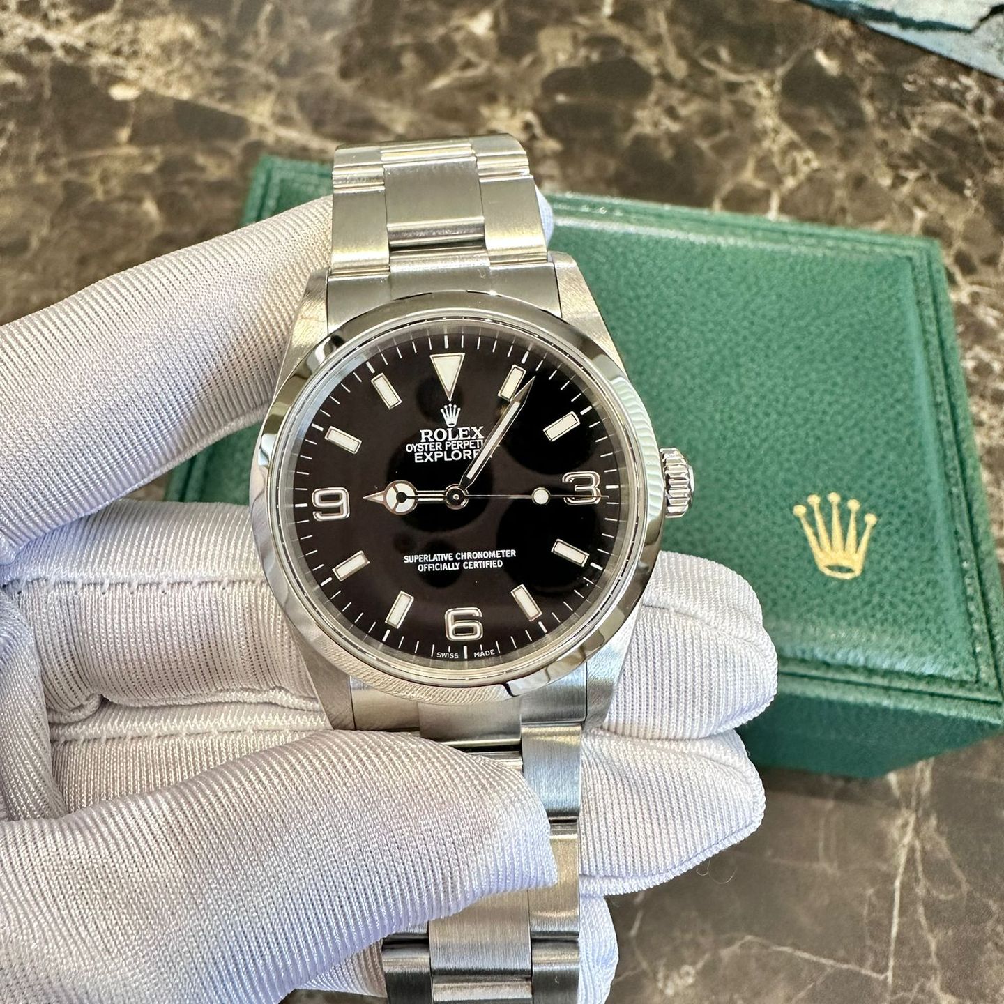 Rolex Explorer 114270 (Unknown (random serial)) - Black dial 36 mm Steel case (5/8)