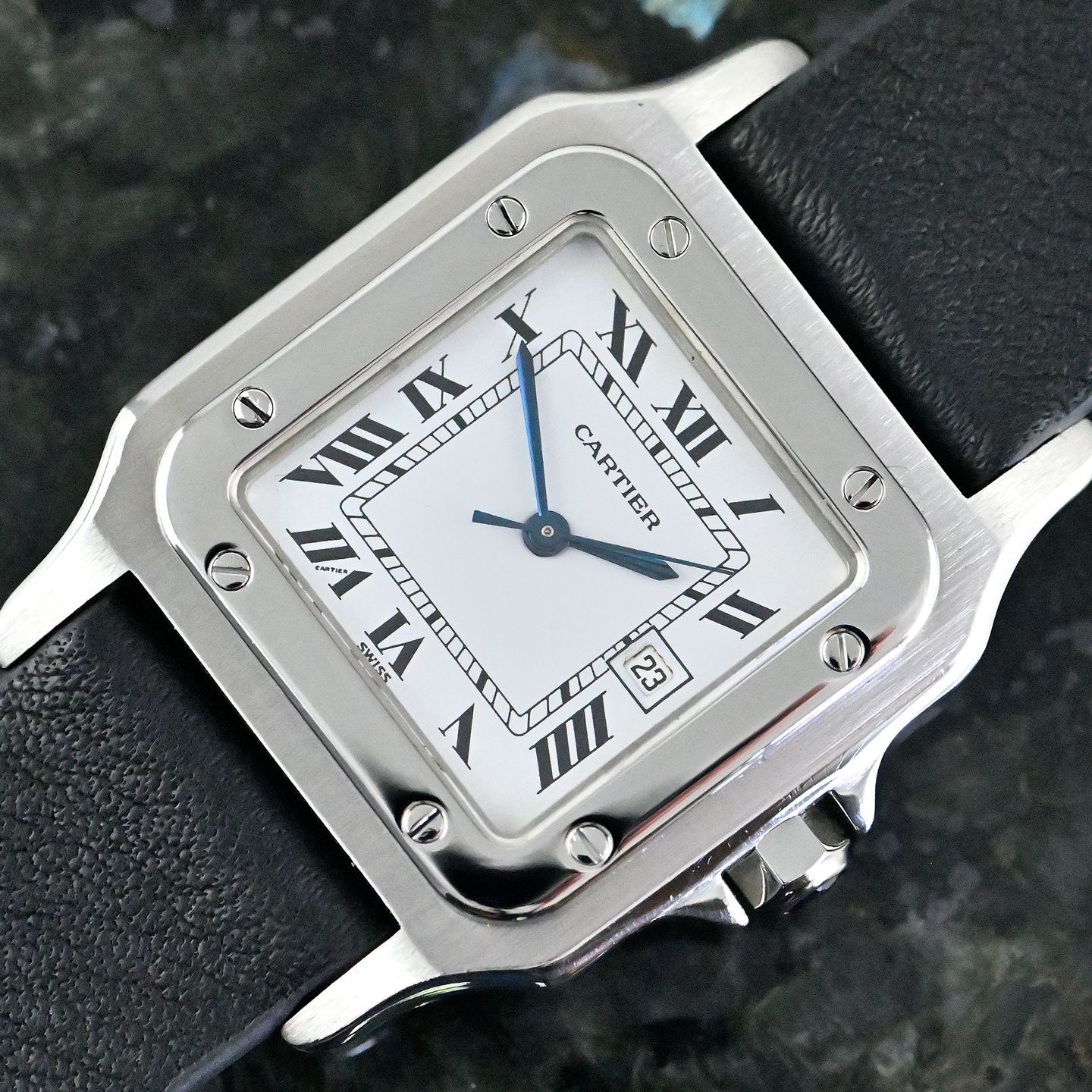 Cartier Santos 2960 (1980) - Wit wijzerplaat 29mm Staal (1/8)
