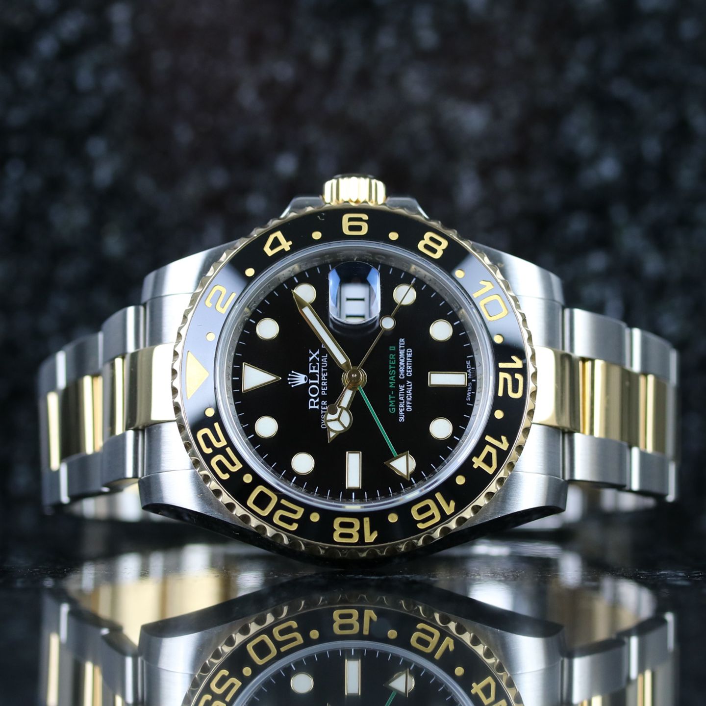 Rolex GMT-Master II 116713LN (2010) - Black dial 40 mm Gold/Steel case (1/8)