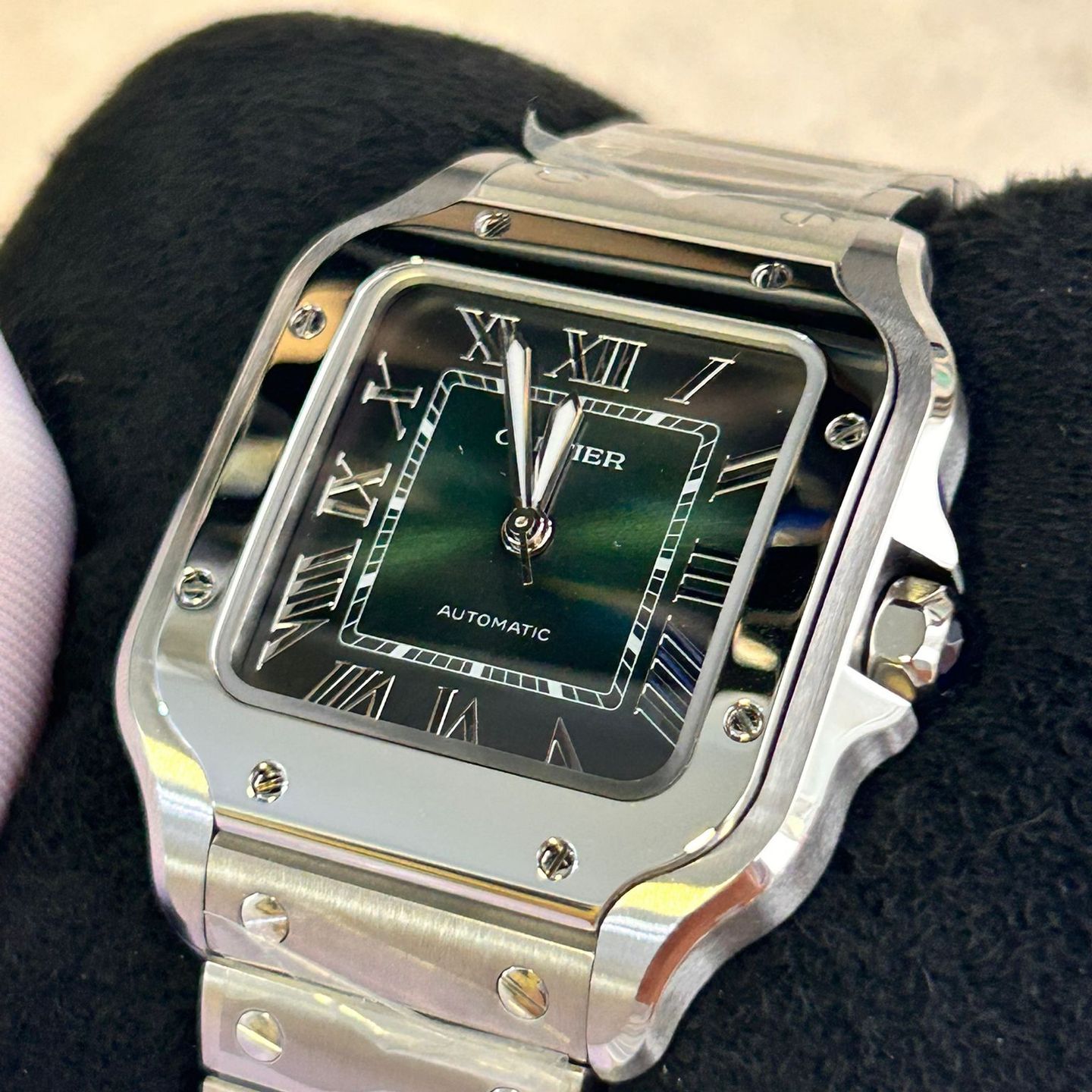 Cartier Santos WSSA0061 (2025) - Groen wijzerplaat 35mm Staal (6/8)