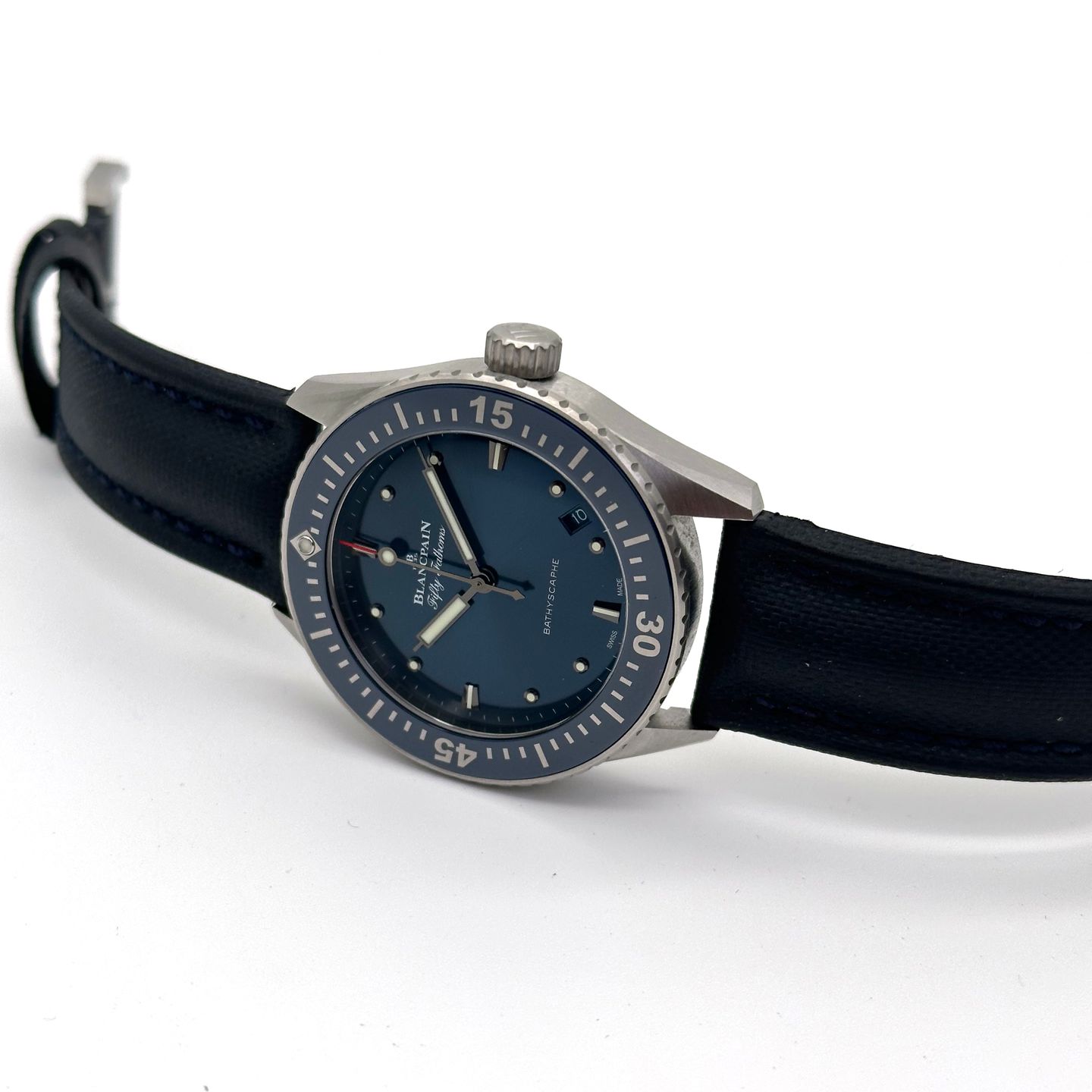 Blancpain Fifty Fathoms Bathyscaphe 5100-1140-O52A (2022) - Blue dial 39 mm Steel case (7/8)