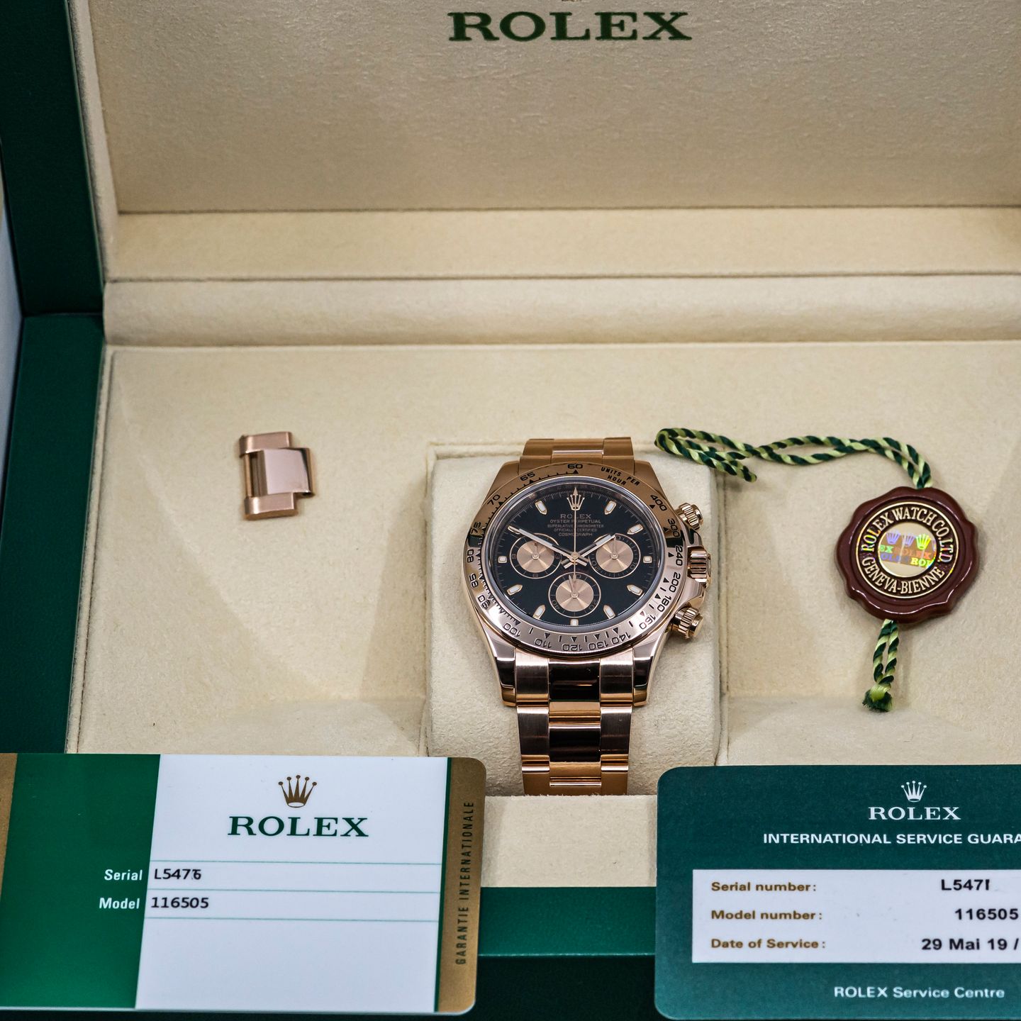 Rolex Daytona 116505 (2015) - Black dial 40 mm Rose Gold case (8/8)