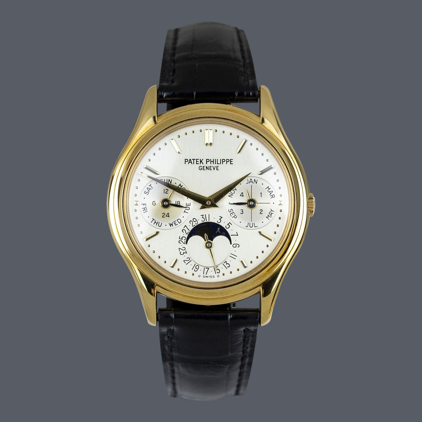 Patek Philippe Perpetual Calendar 3940J-014 (Onbekend (willekeurig serienummer)) - Wit wijzerplaat 36mm Geelgoud (1/1)