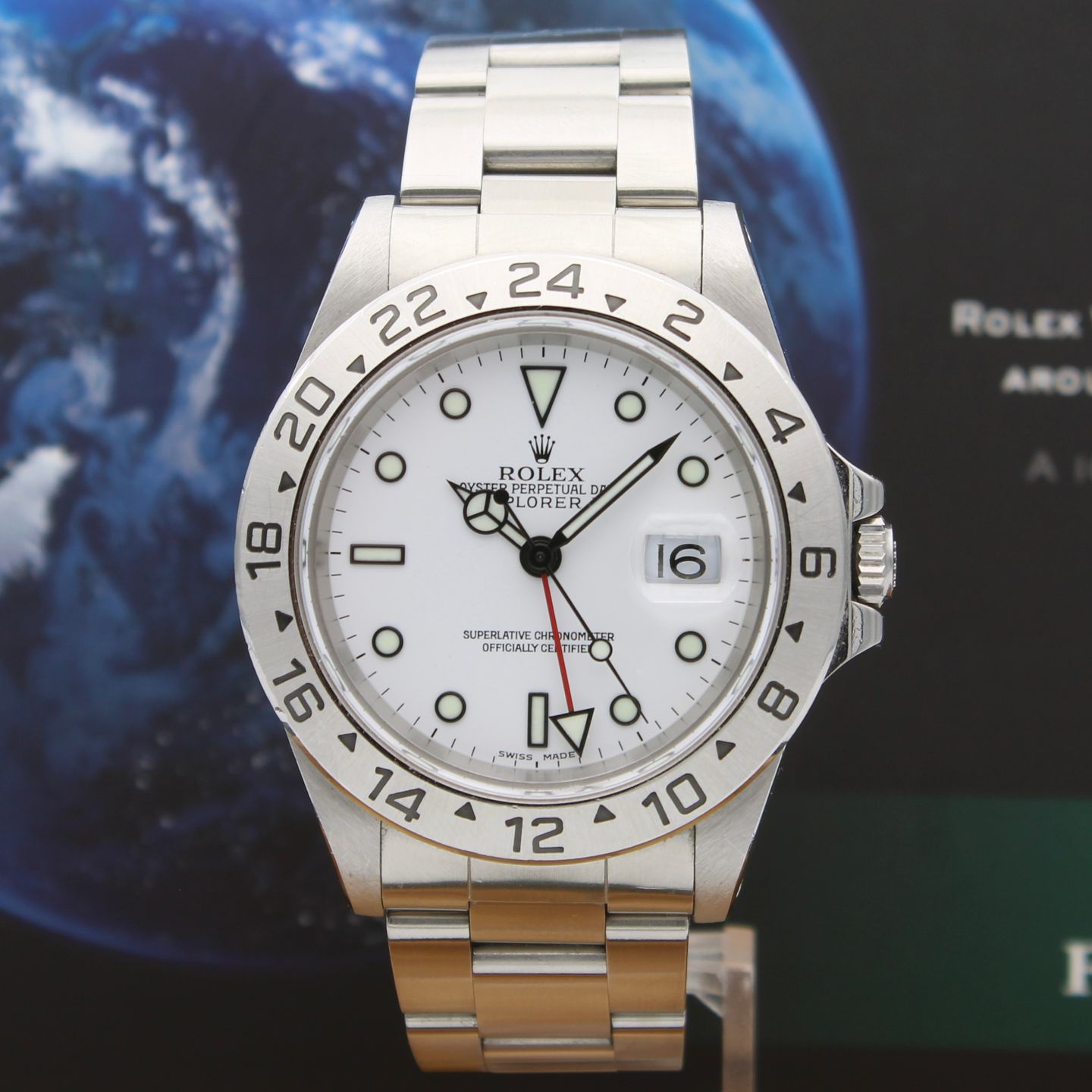 Rolex Explorer II 16570 (2000) - Wit wijzerplaat 40mm Staal (1/8)