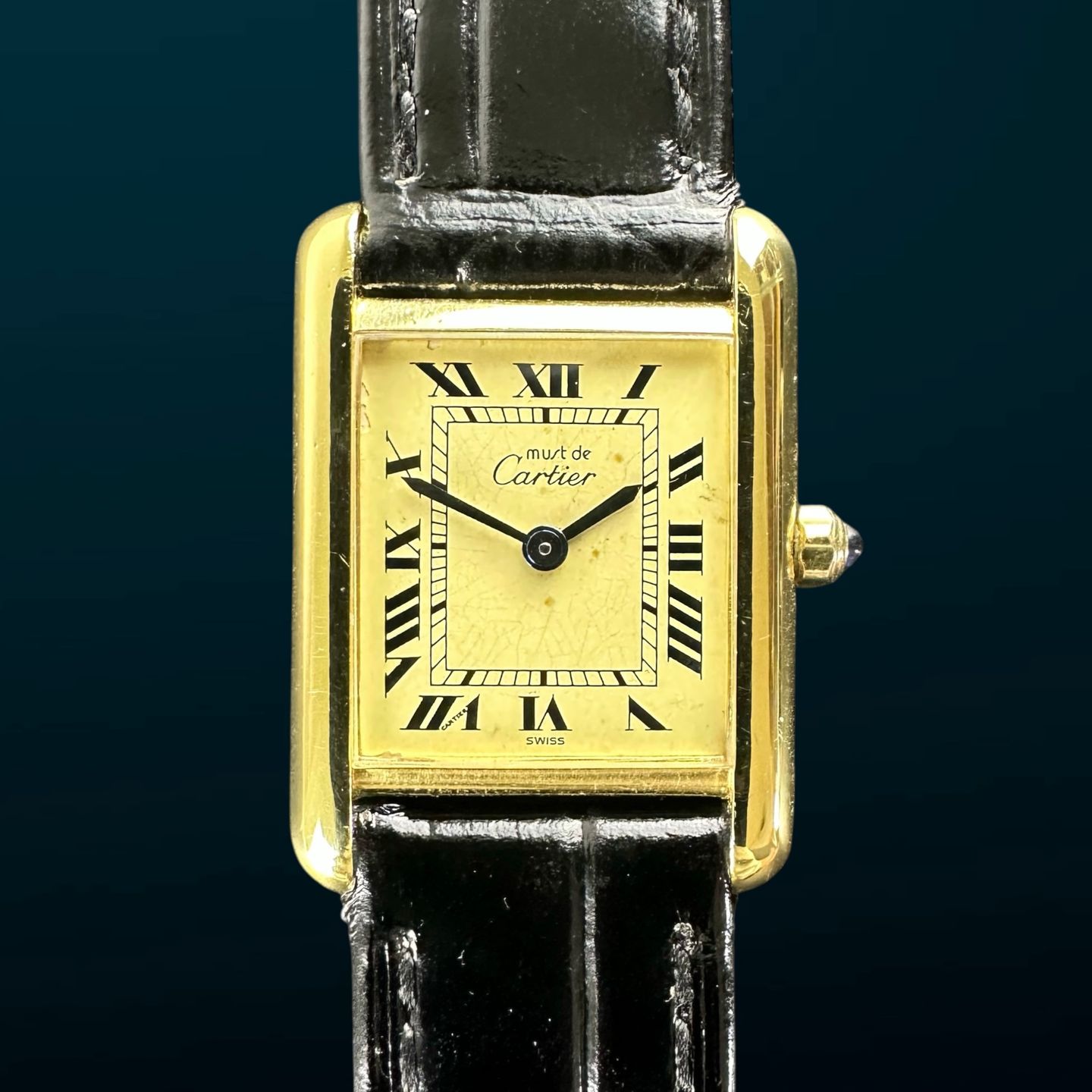 Cartier Tank 366001 (1990) - Champagne dial 20 mm Gold/Steel case (1/8)