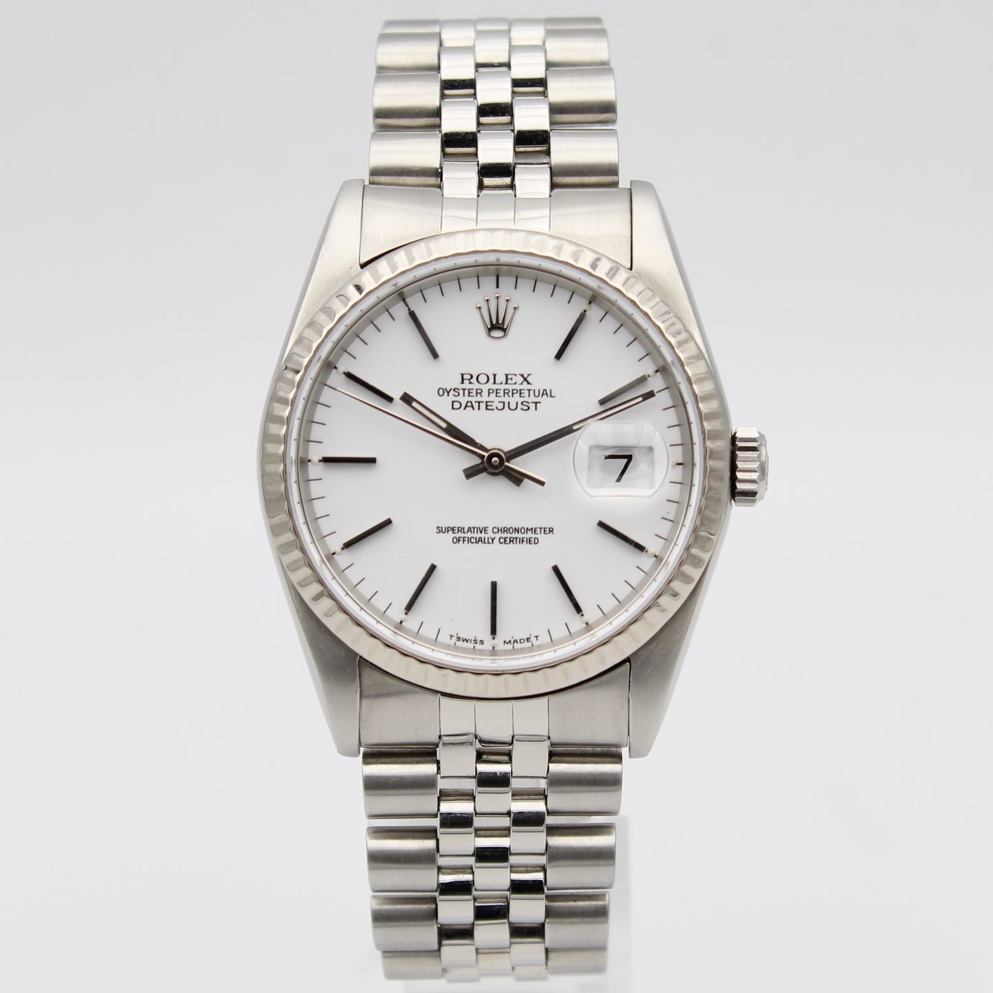 Rolex Datejust 36 16234 (1991) - White dial 36 mm Steel case (1/8)