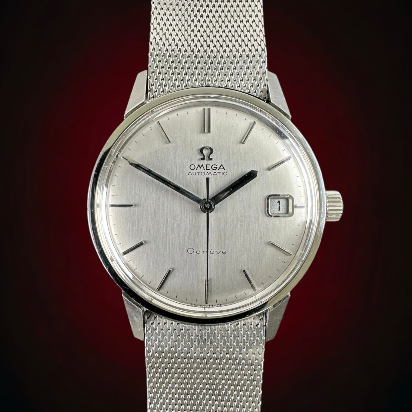 Omega Genève 166.037 (1970) - Zilver wijzerplaat 34mm Staal (1/8)