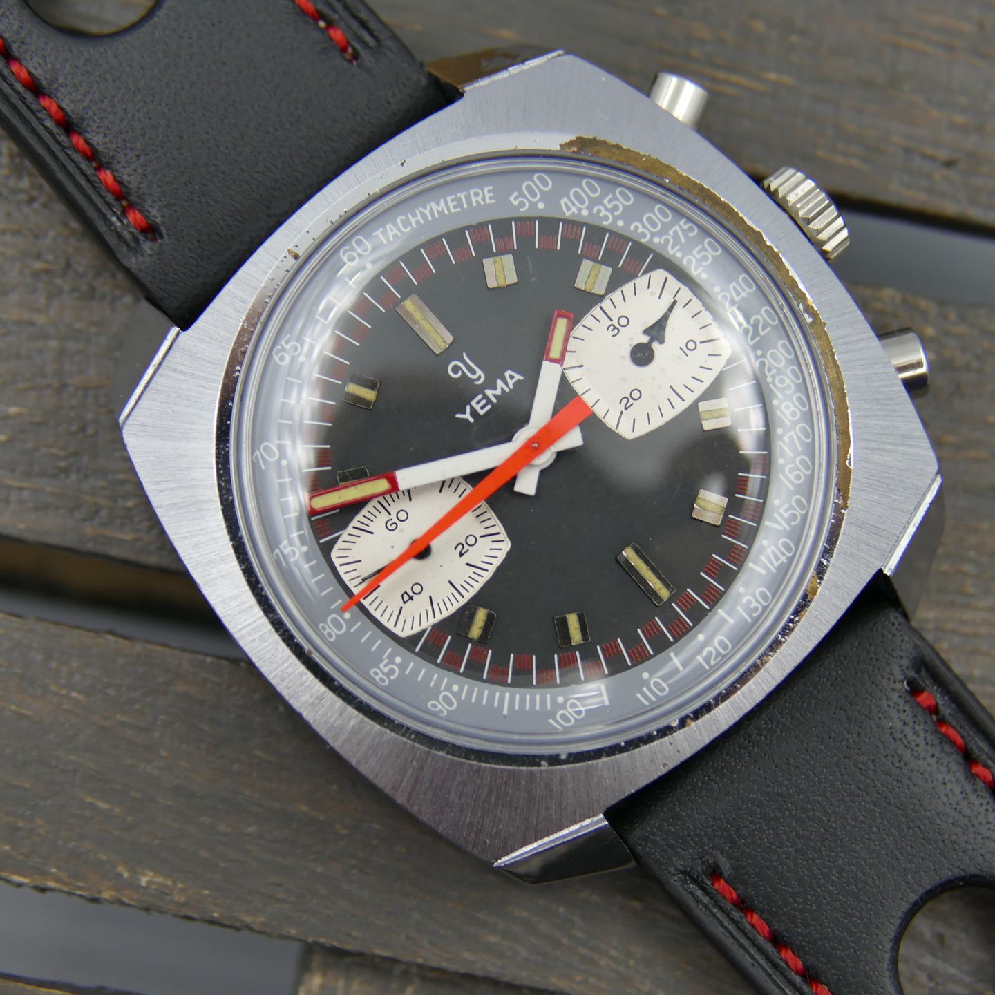 Yema Vintage 70's vintage watch mens Yema chronograph valjoux 7733 38mm (1970) - Black dial 38 mm Steel case (1/8)