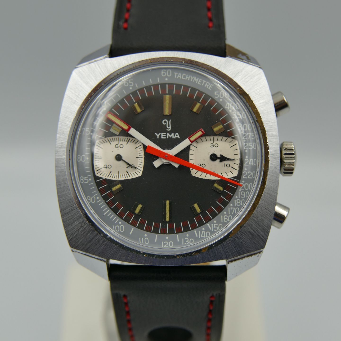 Yema Vintage 70's vintage watch mens Yema chronograph valjoux 7733 38mm (1970) - Black dial 38 mm Steel case (2/8)