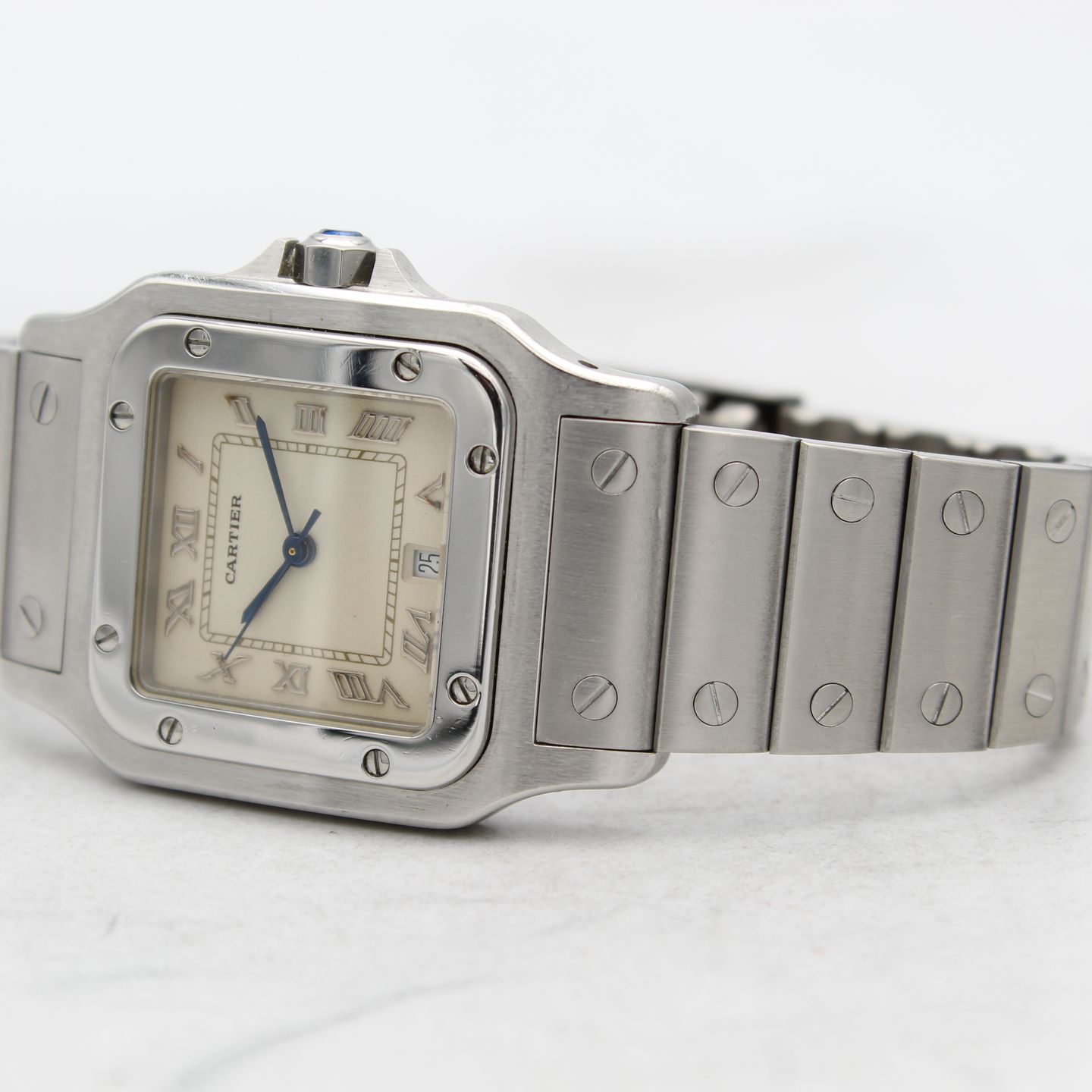 Cartier Santos Galbée 1564 (1995) - Beige dial 29 mm Steel case (6/8)