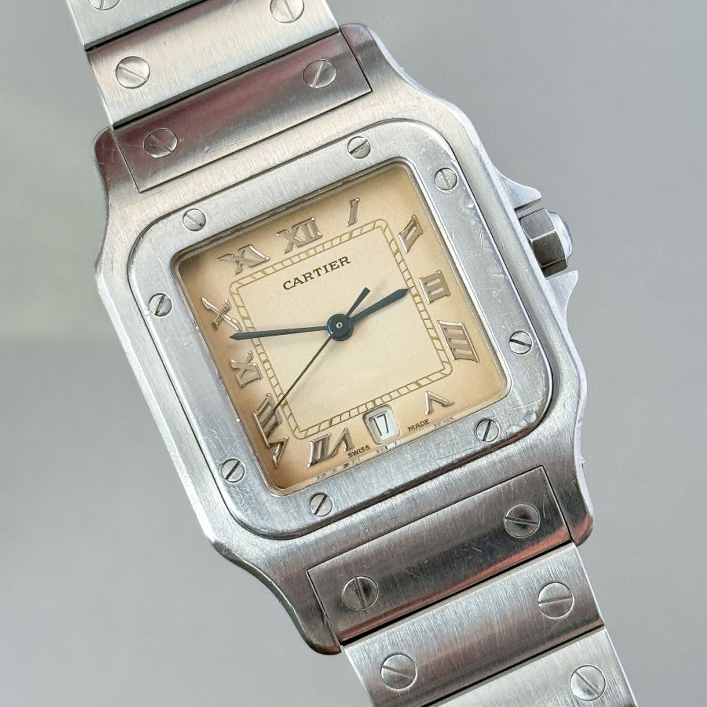 Cartier Santos Galbée 987901 (1992) - Champagne dial 29 mm Steel case (4/7)