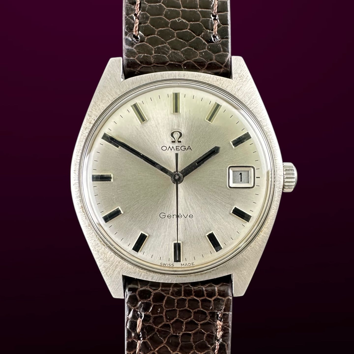 Omega Genève 136.041 (1969) - Wit wijzerplaat 35mm Staal (1/8)