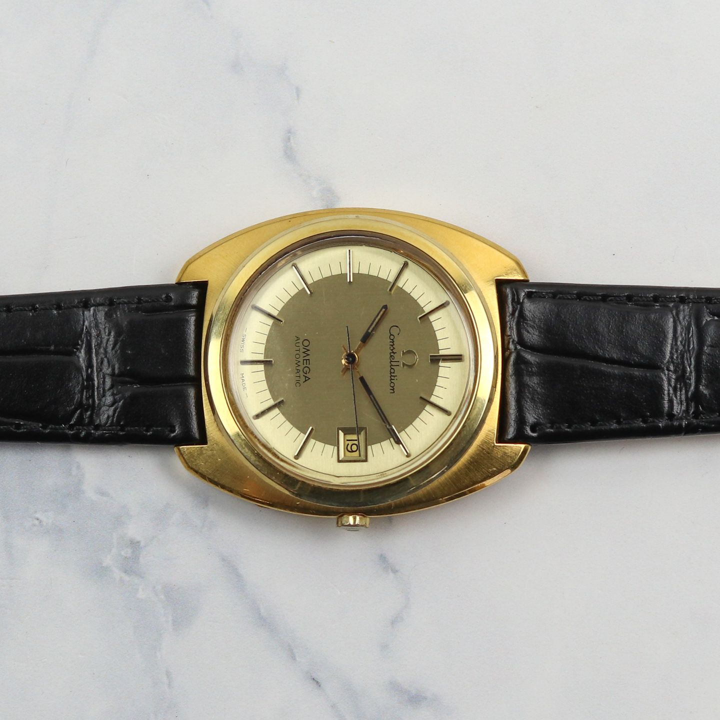 Omega Constellation 166.0228 (1974) - Champagne wijzerplaat 38mm Goud/Staal (2/4)