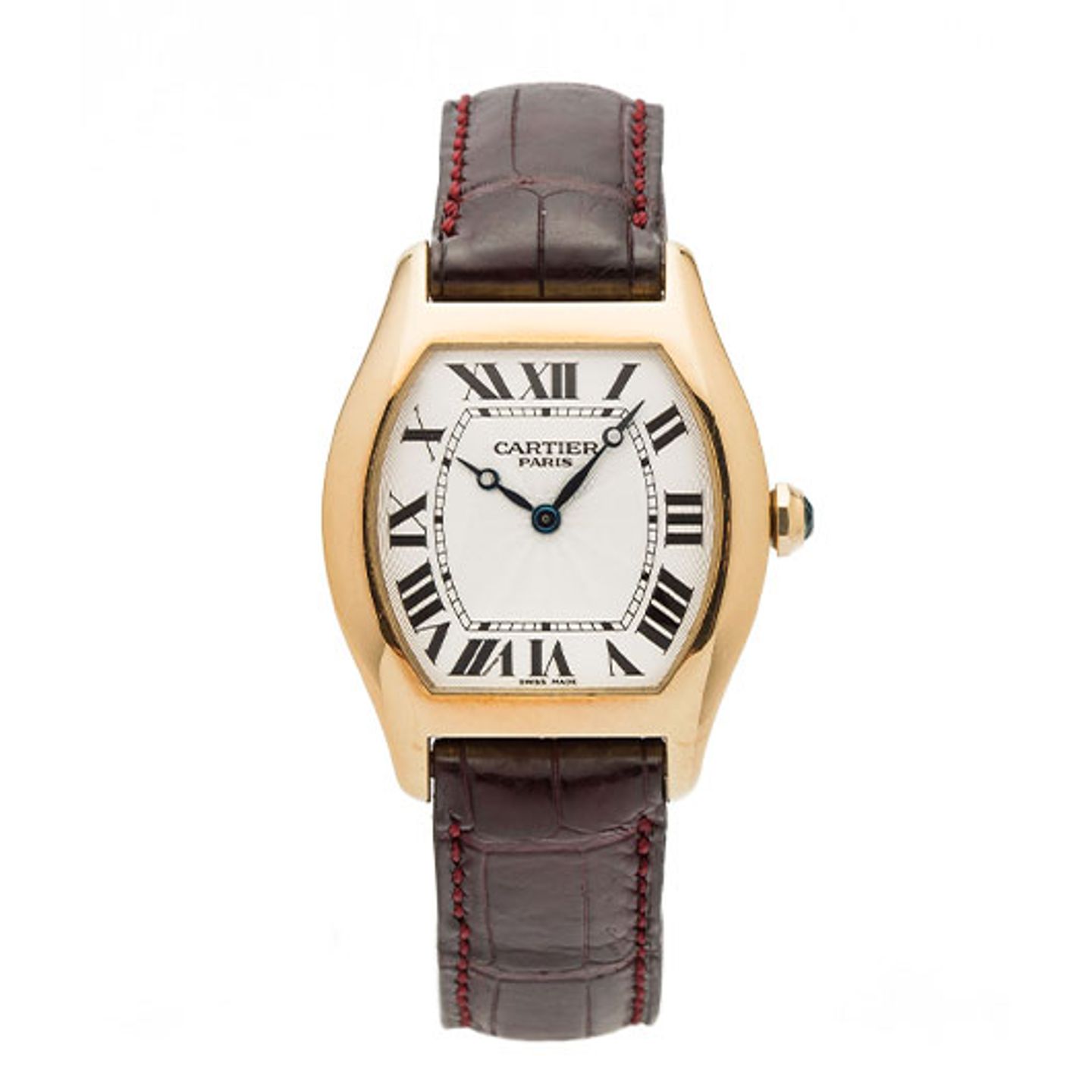 Cartier Tortue 2496C (2010) - Silver dial 34 mm Yellow Gold case (1/6)