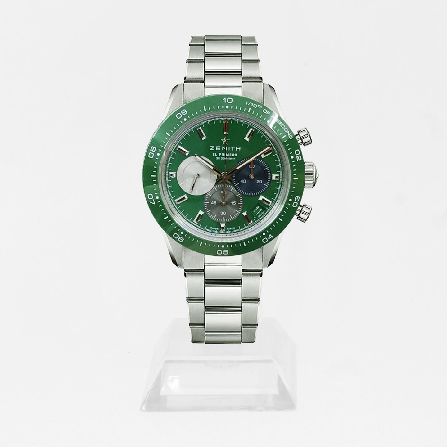 Zenith Chronomaster Sport 03.3119.3600/56.M3100 (2024) - Groen wijzerplaat 41mm Staal (1/1)