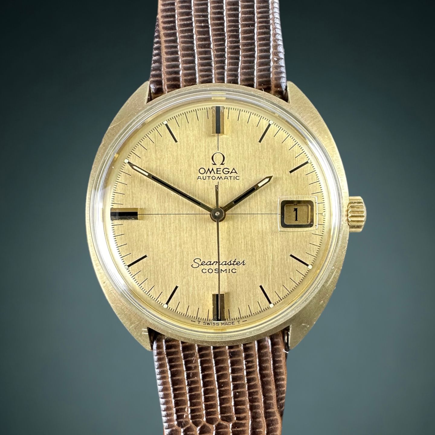 Omega Seamaster Cosmic 166.026 (1970) - Gold dial 36 mm Gold/Steel case (1/8)