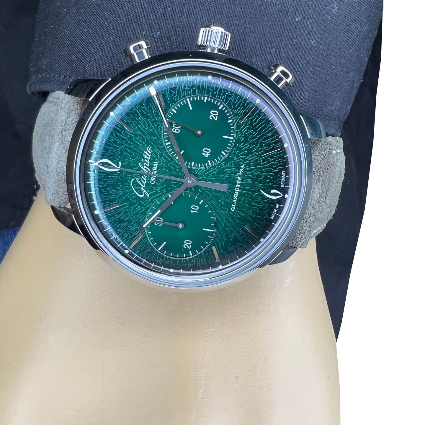 Glashütte Original Sixties Chronograph 1-39-34-05-22-04 (2021) - Green dial 42 mm Steel case (7/8)