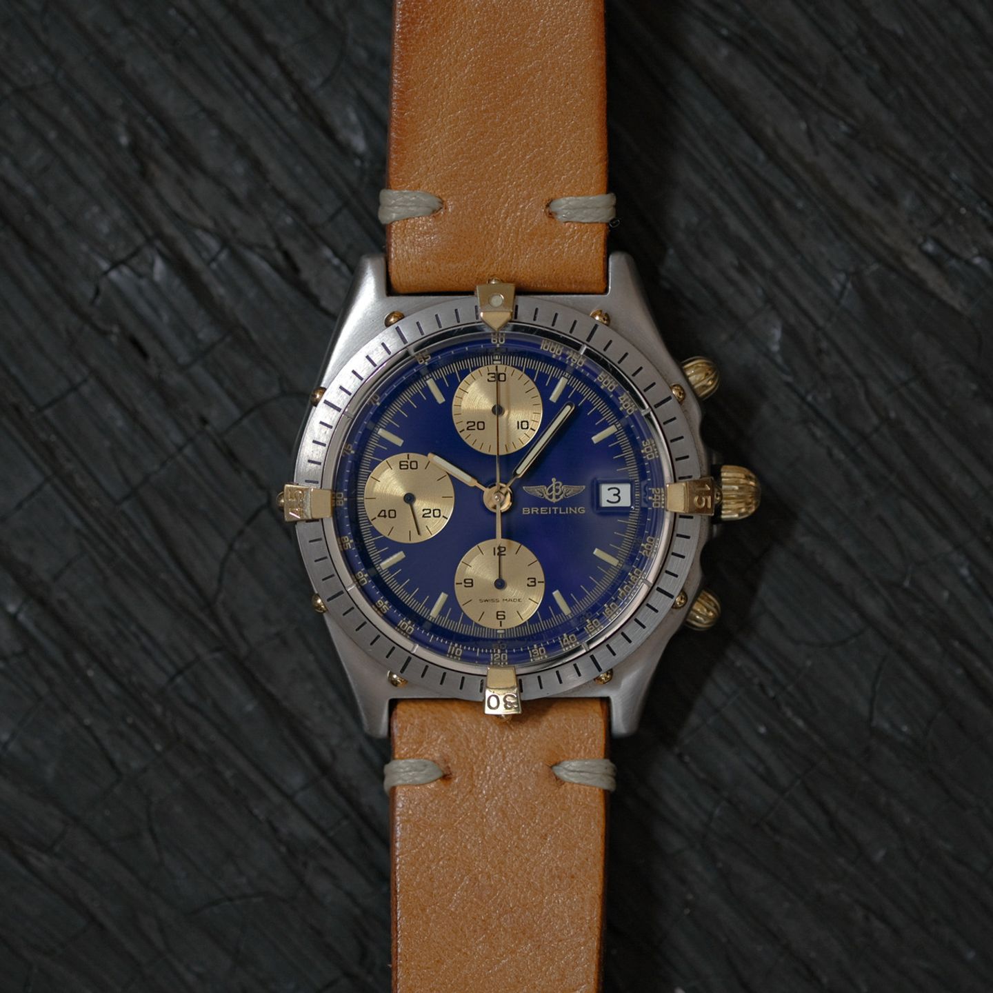 Breitling Chronomat 81950 (1988) - Blue dial 39 mm Steel case (2/8)