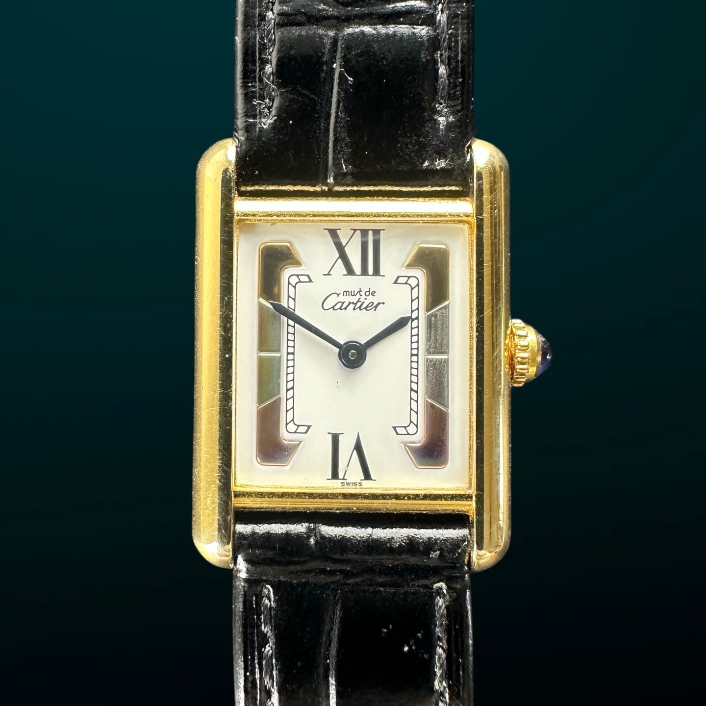 Cartier Tank 5057001 (1990) - White dial 20 mm Gold/Steel case (1/8)