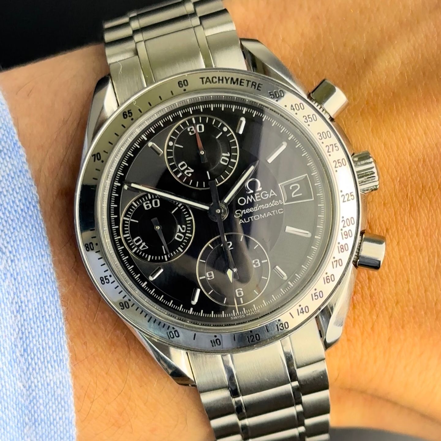 Omega Speedmaster Reduced 3513.50 (1995) - Black dial 39 mm Steel case (2/8)