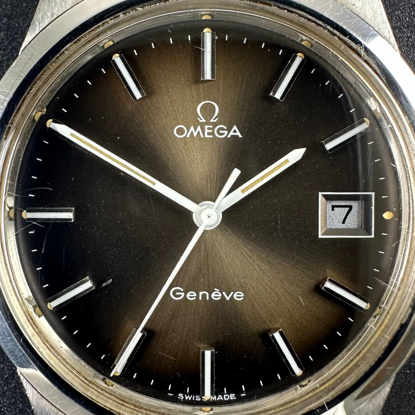 Omega Genève 136.0103 (1972) - Bruin wijzerplaat 36mm Staal (8/8)