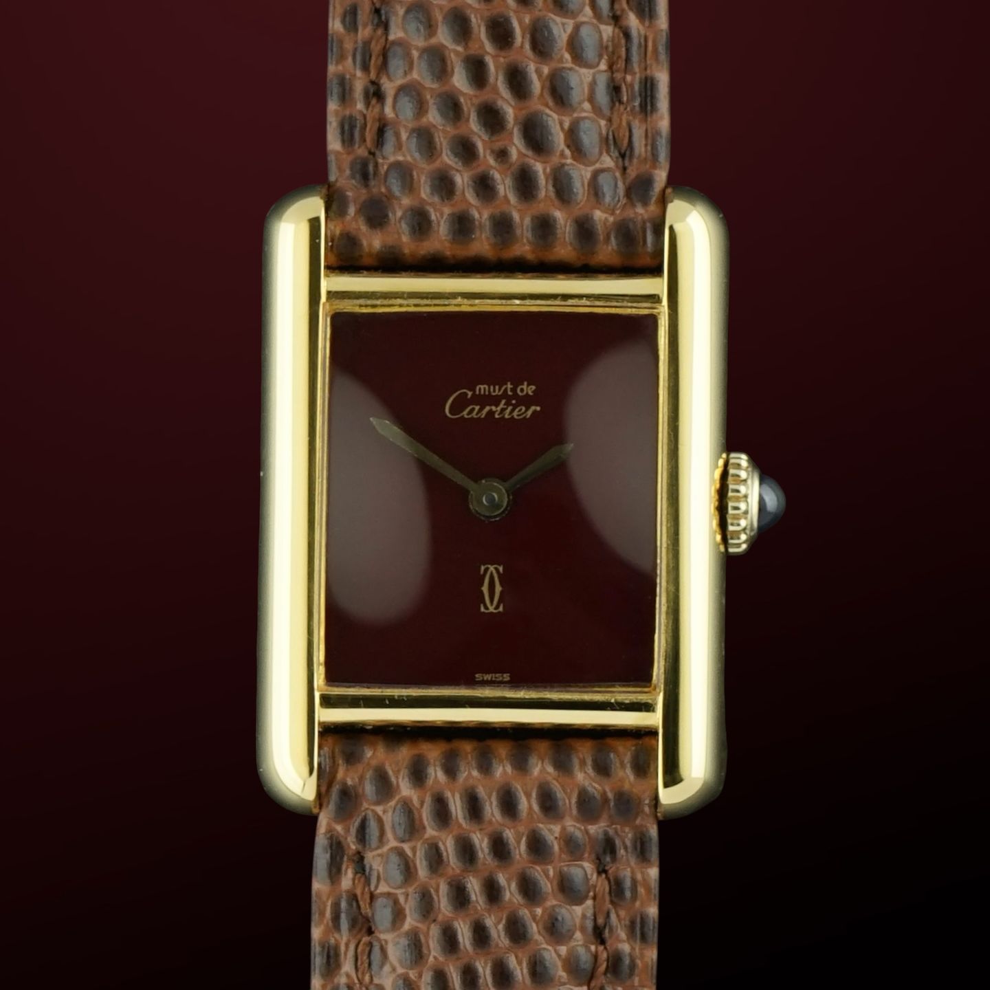 Cartier Tank 2415 (1990) - Red dial 20 mm Silver case (1/8)