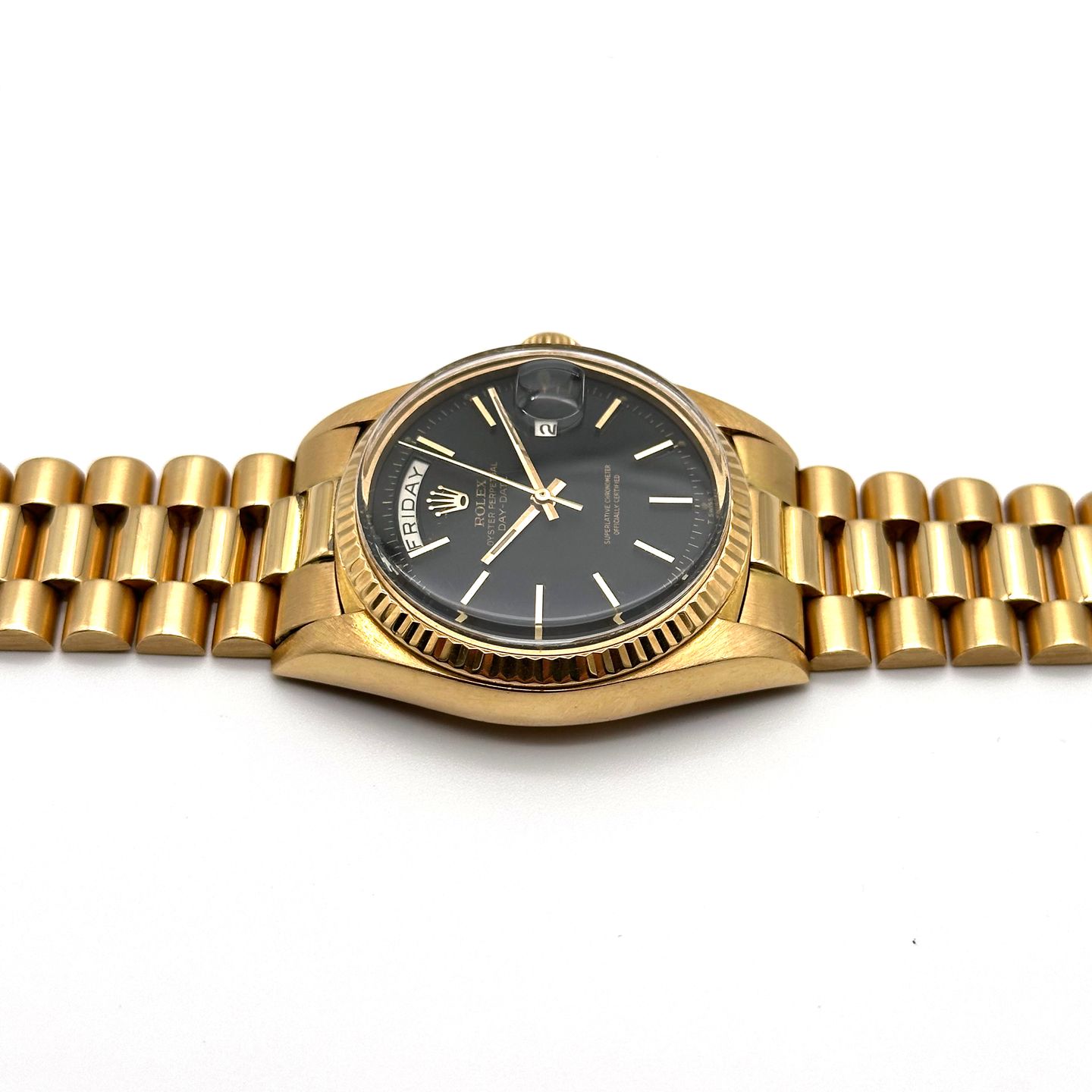 Rolex Day-Date 1803 (1974) - Black dial 36 mm Yellow Gold case (8/8)