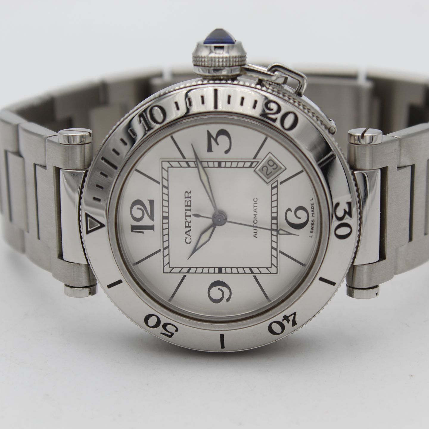 Cartier Pasha Seatimer W31080M7 (Unknown (random serial)) - Silver dial 40 mm Steel case (5/8)