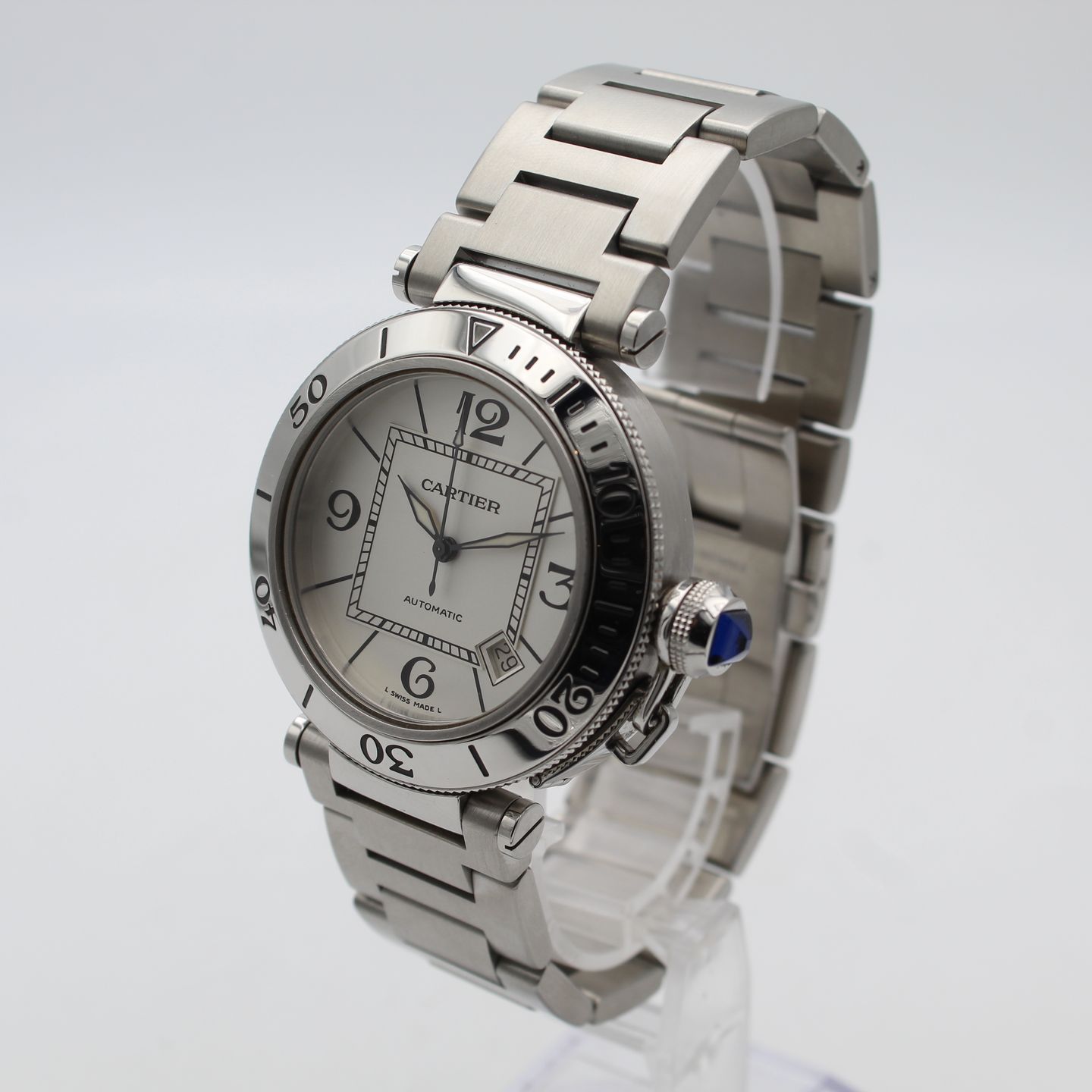 Cartier Pasha Seatimer W31080M7 (Unknown (random serial)) - Silver dial 40 mm Steel case (3/8)